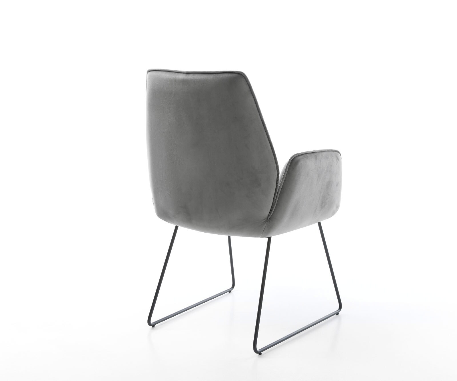 Chaise-de-salle-à-manger Zoa-Flex velours gris pied trapèze noir ressorts ensachés 4 Chaise-de-salle-à-manger Zoa-Flex velours gris pied trapèze noir ressorts ensachés 4