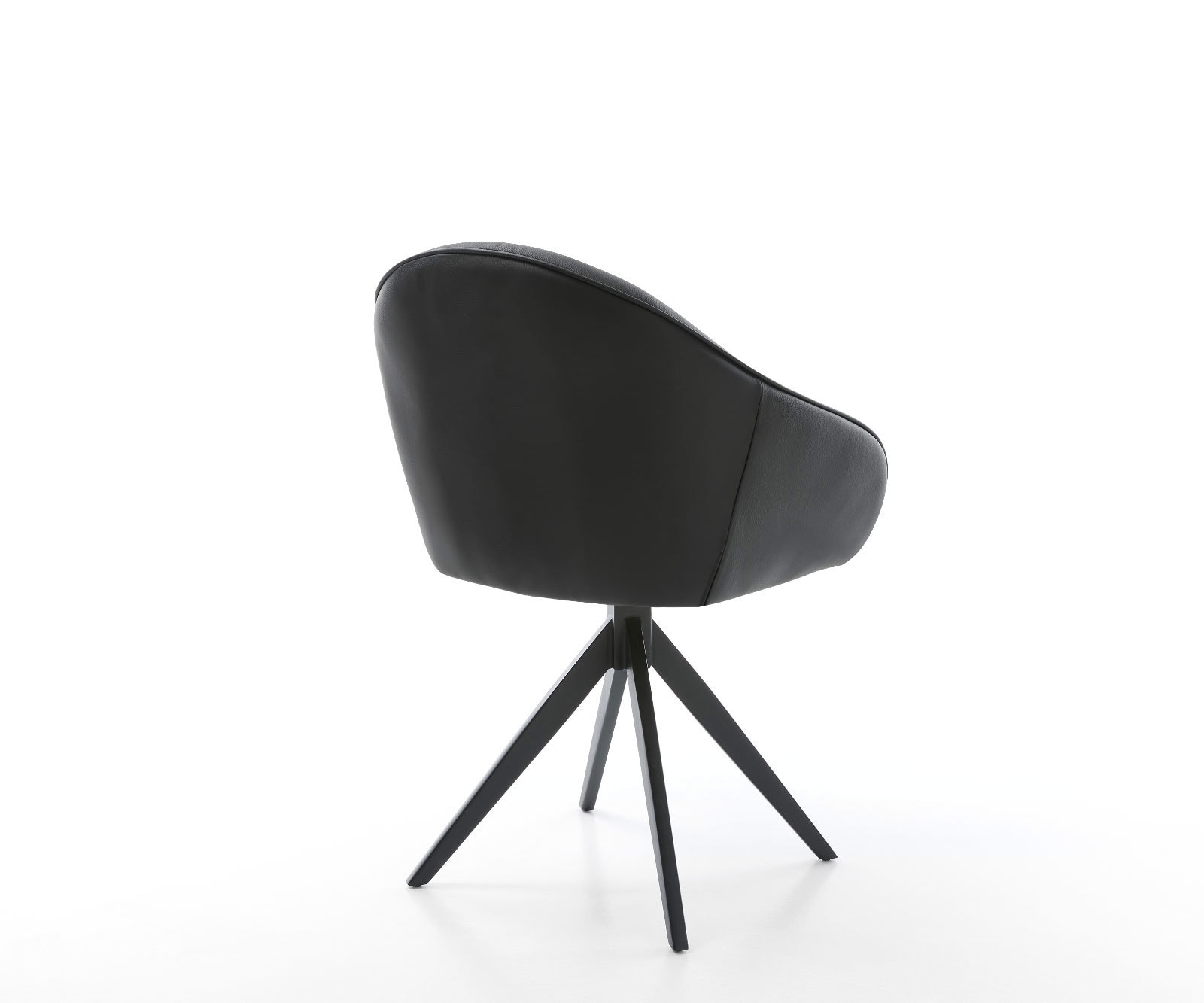 Chaise-de-salle-à-manger Gaio-Flex cuir de vache noir pied croisé angulaire noir 4 Chaise-de-salle-à-manger Gaio-Flex cuir de vache noir pied croisé angulaire noir 4