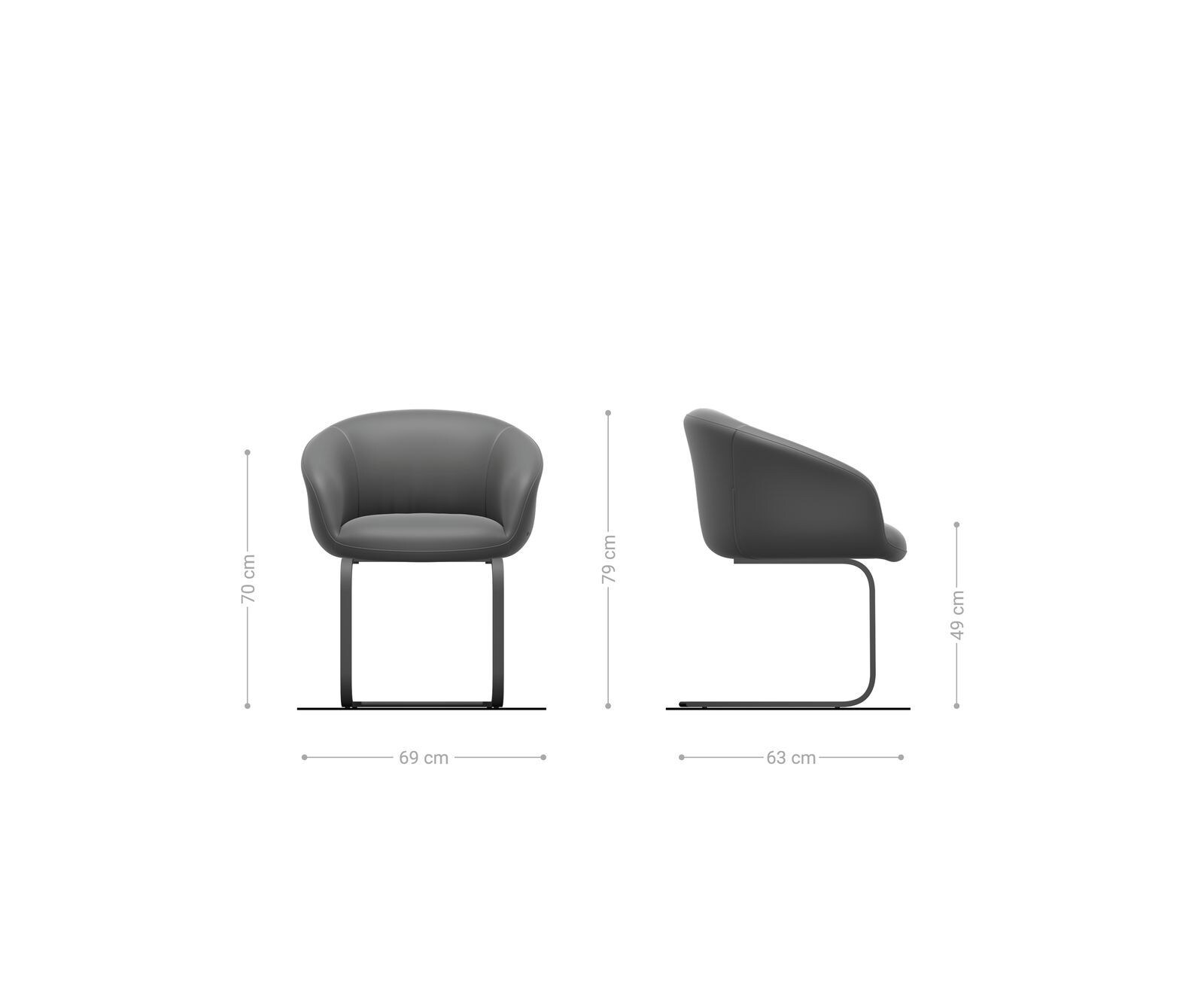 Cantilever Vinka-Flex avec accoudoirs bouclé gris argenté pied cantilever plat noir ressorts ensachés 6