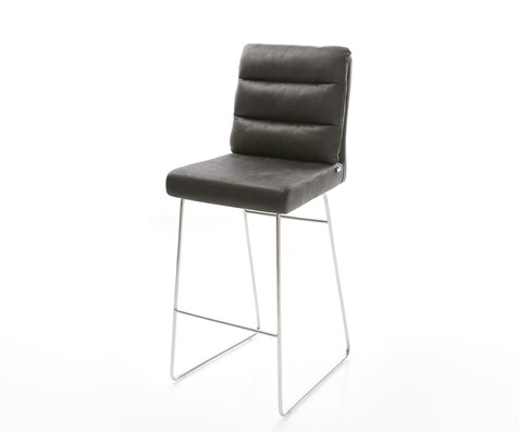 Chaise-de-bar Pela-Flex vintage anthracite cadre patin acier inoxydable