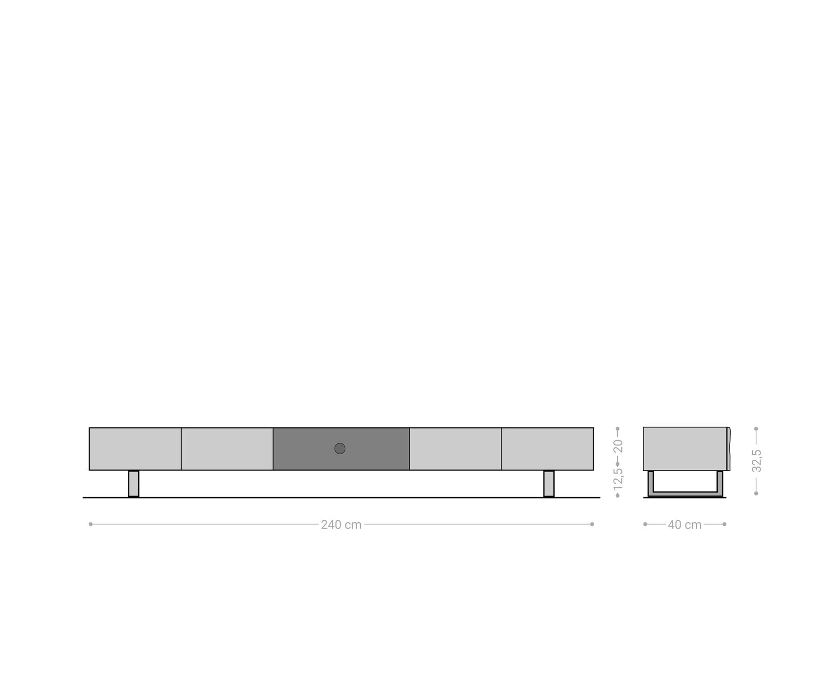 Meuble-TV New Live-Edge 240 cm acacia naturel 4 portes 1 compartiment patin inoxyda le brossé 6