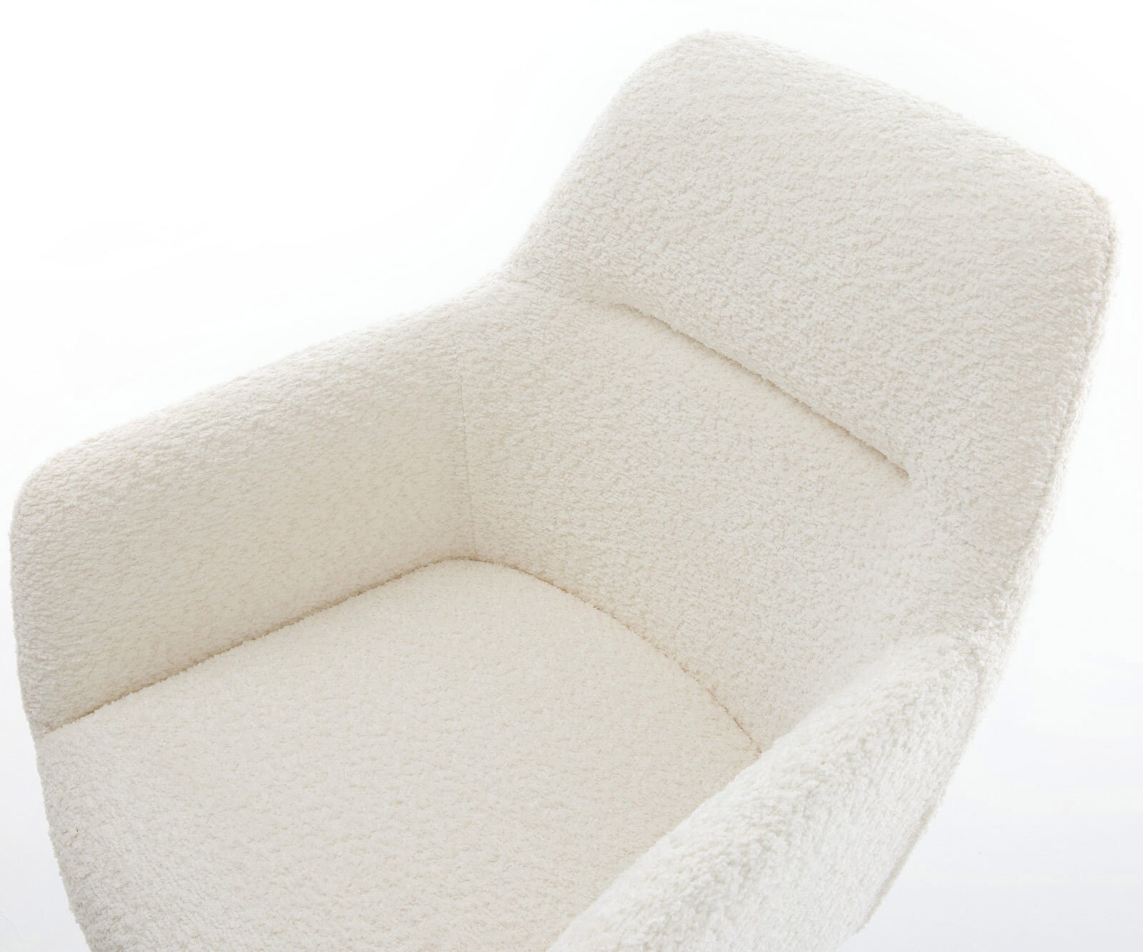 Chaise-de-salle-à-manger Pejo-Flex bouclé blanc pied croisé conique noir ressorts ensachés 4