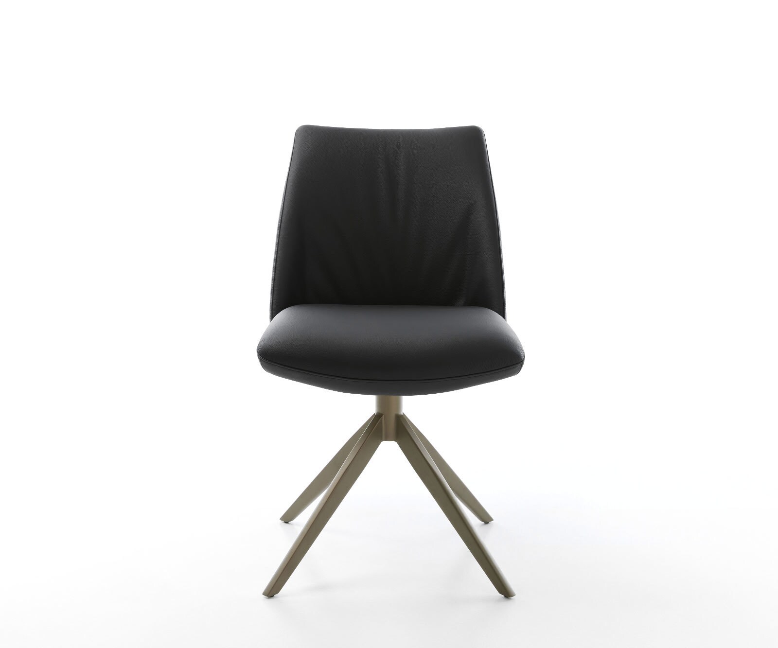 Chaise-pivotante Elso-Flex cuir de vache noir pied croisé large aspect titane pivotement sur 360° fonction bascule ressorts ensachés 2