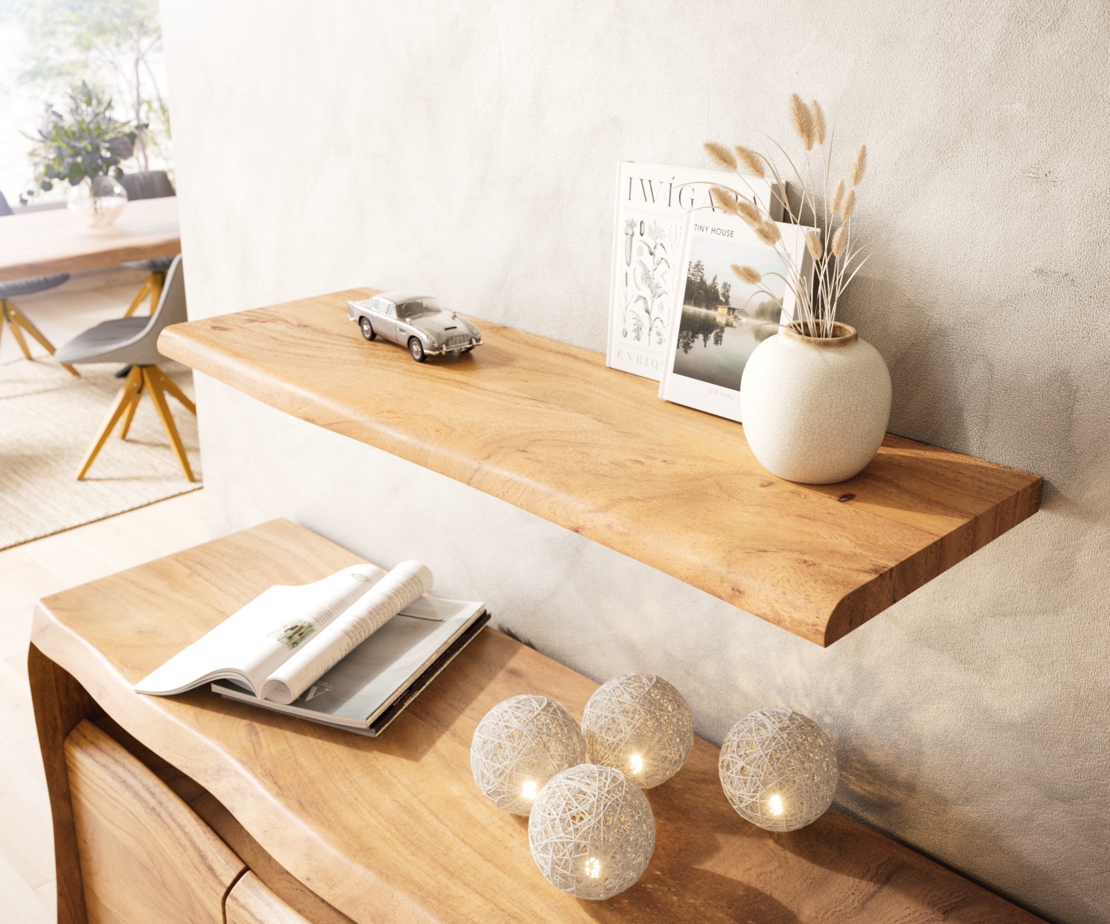 Étagère-murale Live-Edge 100 cm acacia nature bord d'arbre massif 1 Étagère-murale Live-Edge 100 cm acacia nature bord d'arbre massif 1