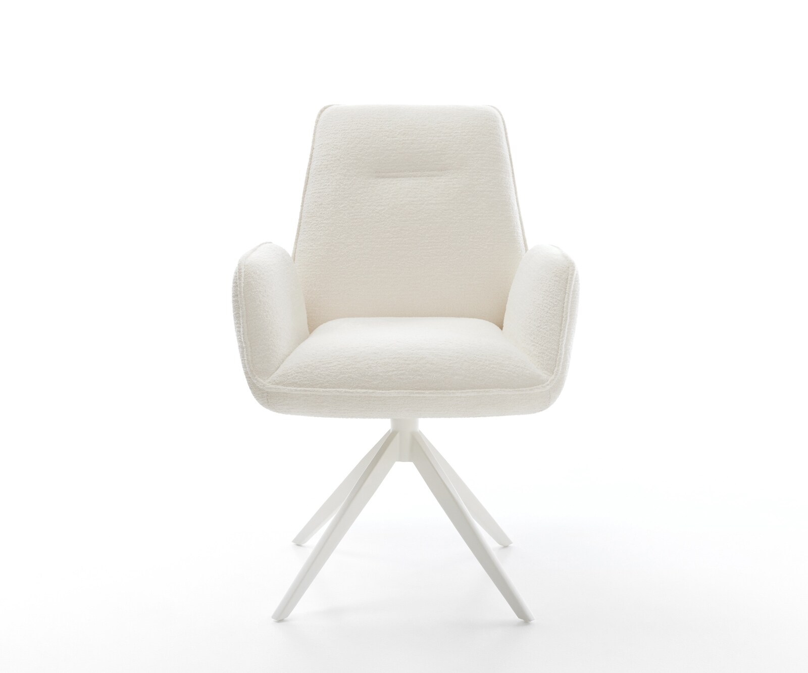 Chaise-pivotante Zoa-Flex bouclé doux beige pied croisé large blanc pivotement sur 360° fonction bascule ressorts ensachés 2