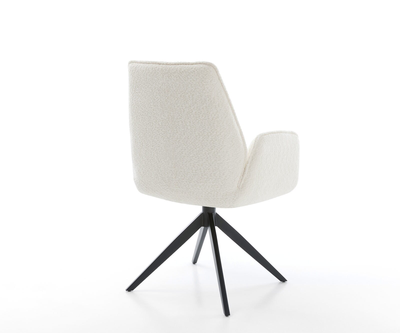 Chaise-pivotante Zoa-Flex bouclé blanc pied croisé large noir pivotement sur 360° fonction bascule ressorts ensachés 5