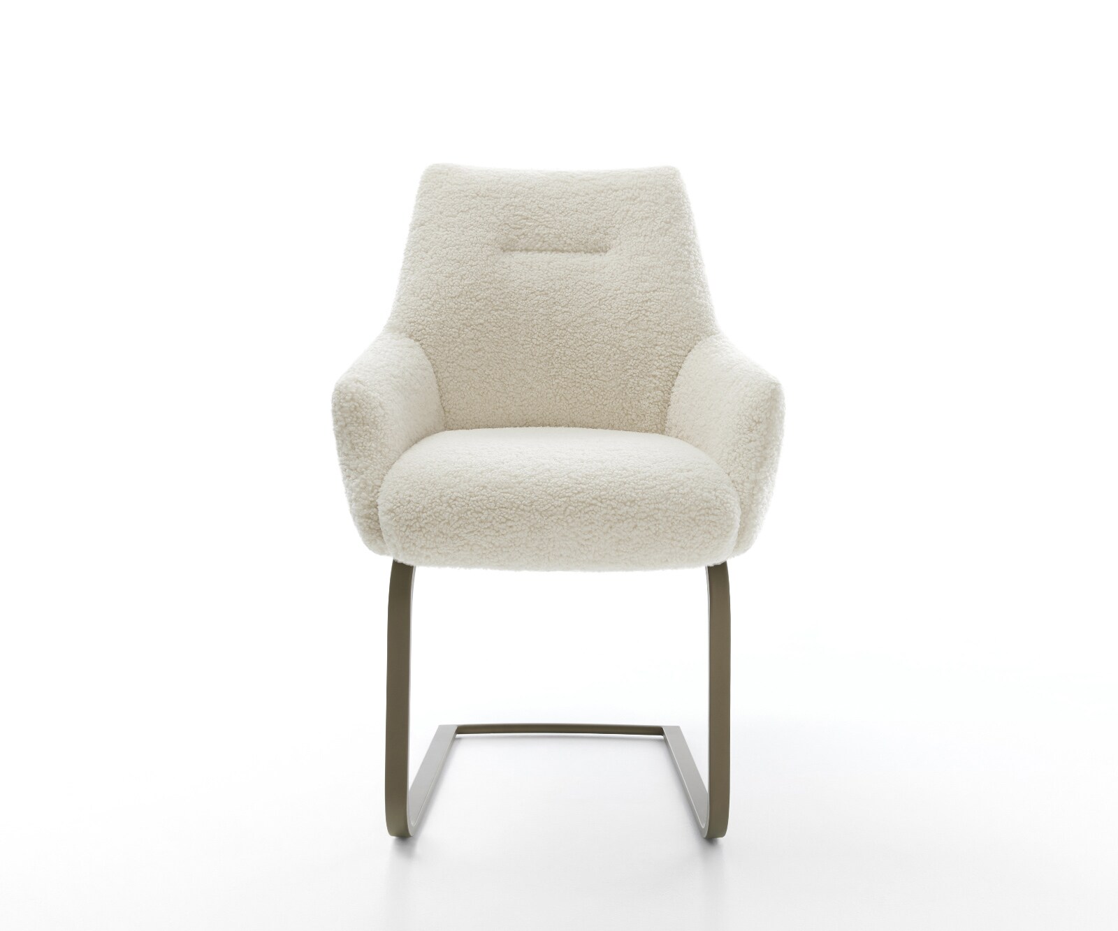 Cantilever Alja-Flex avec accoudoirs tissu teddy beige pied cantilever plat aspect titane resorts ensachés 2