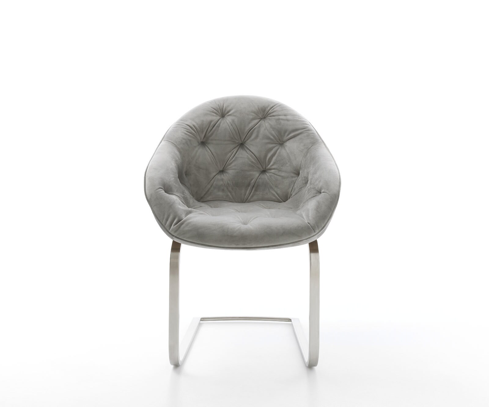 Cantilever Gaio-Flex velours gris pied cantilever plat acier inoxydable brossé