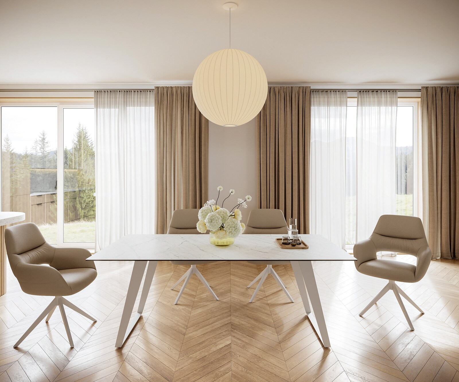 Table à manger Edge 200x100 cm Céramique Laminam®Statuarietto Blanc Métal Oblique Blanc 2