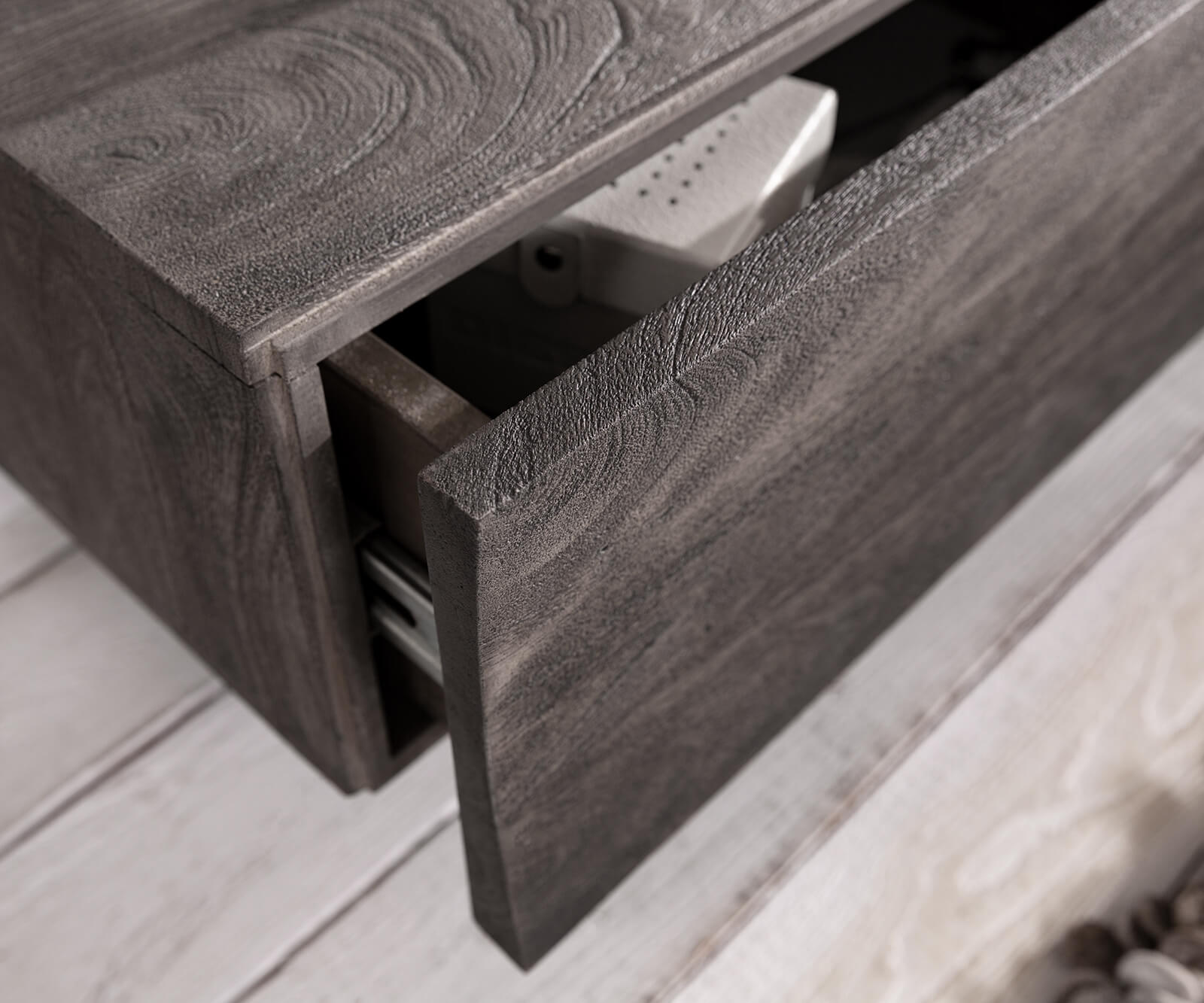 Meuble-TV Wyatt 220 cm acacia platine 4 tiroirs 4