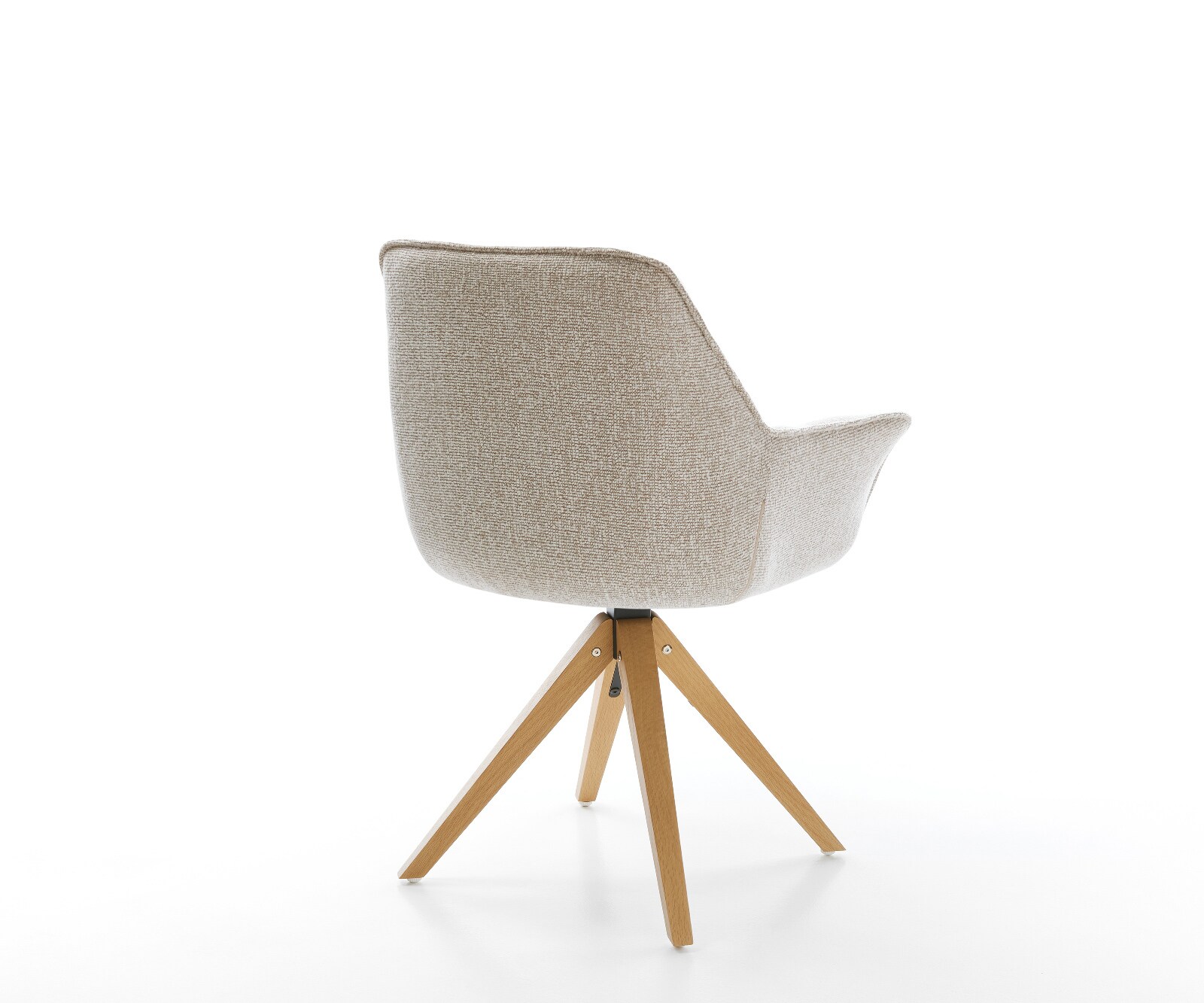 Chaise-pivotante Kaira-Flex tissu tissé doux beige pied en bois angulaire naturel pivotement sur 180° 4