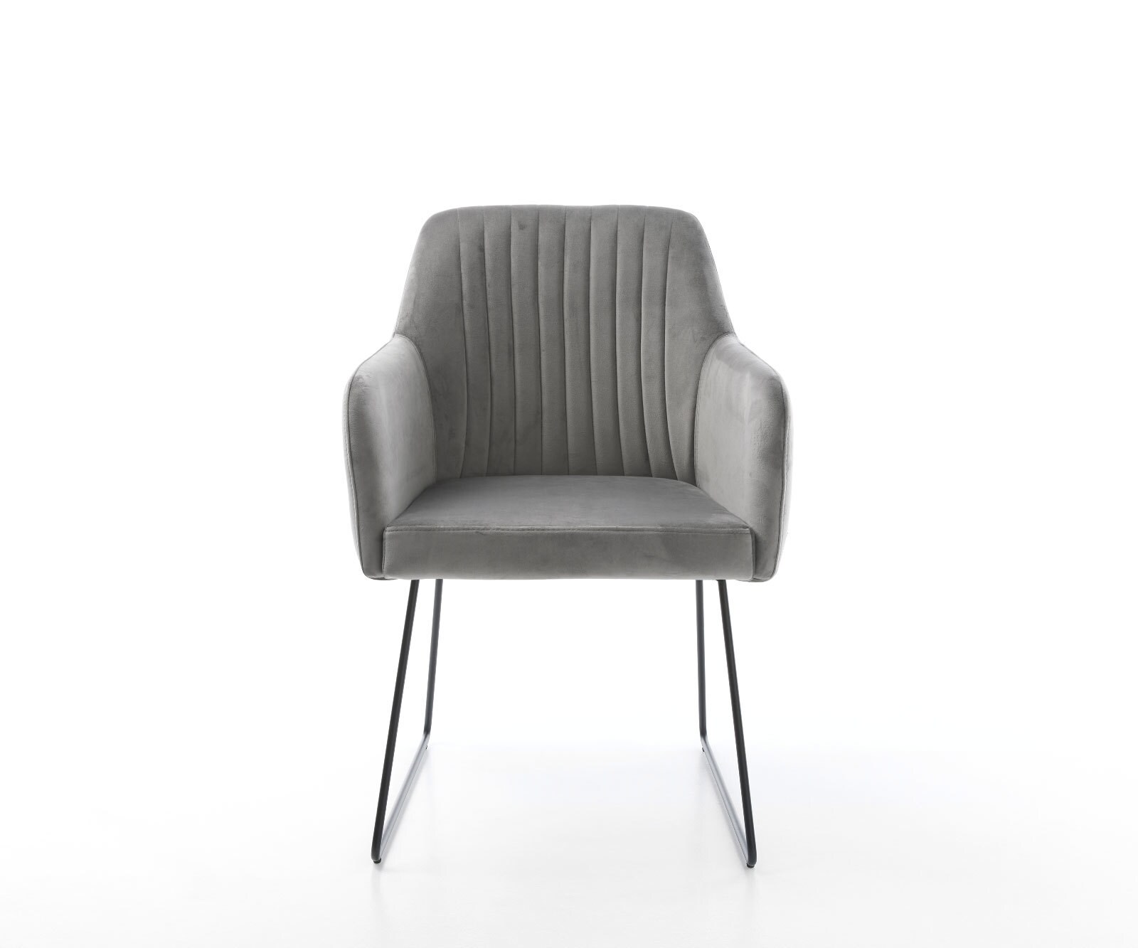 Chaise-de-salle-à-manger Greg-Flex velours gris pied trapèze noir ressorts ensachés 1 Chaise-de-salle-à-manger Greg-Flex velours gris pied trapèze noir ressorts ensachés 1