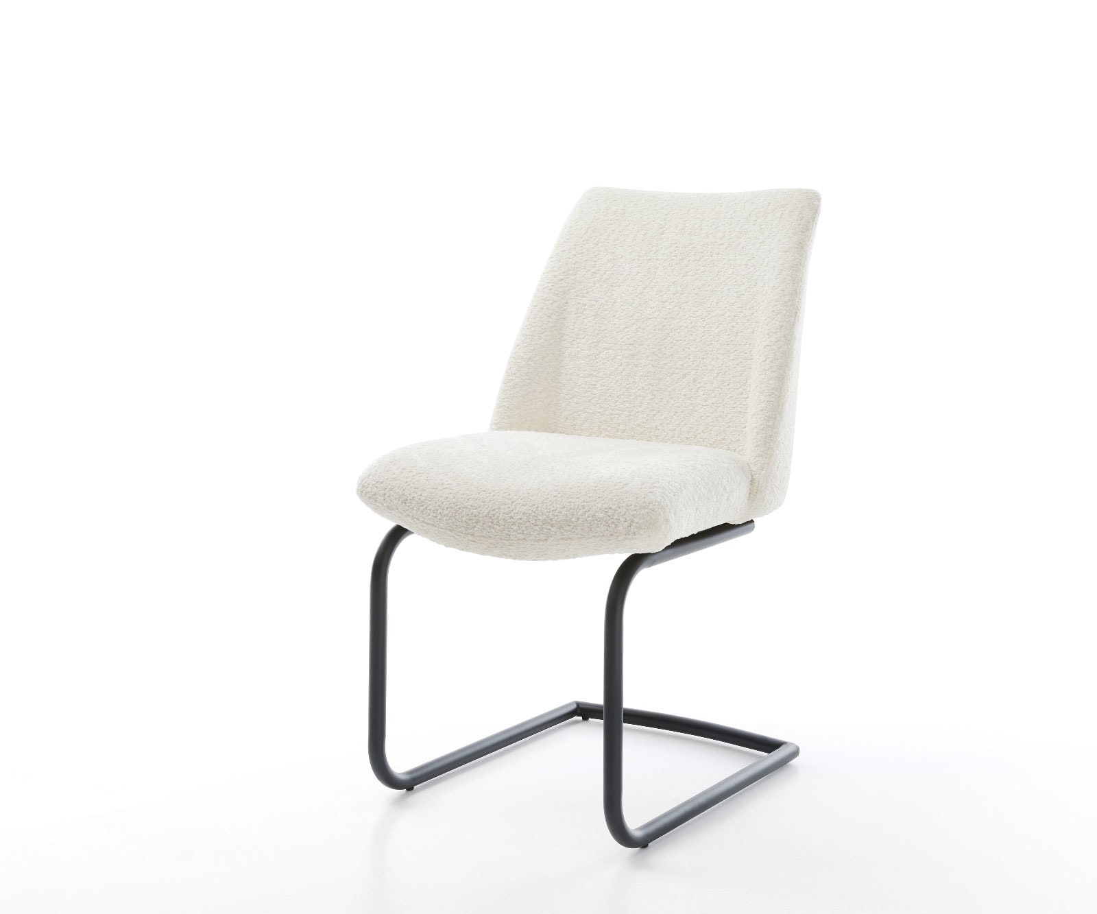 Cantilever Elso-Flex bouclé blanc pied cantilever rond noir ressorts ensachés 1