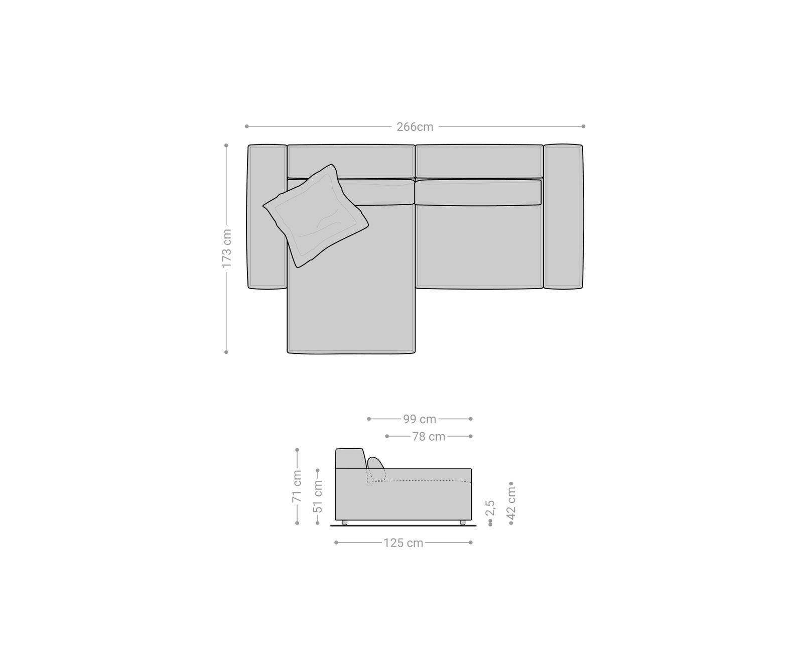Canapé d'angle Sirpio XL 270x170 cm Microfibre Gris Recamiere variable 6 Canapé d'angle Sirpio XL 270x170 cm Microfibre Gris Recamiere variable 6