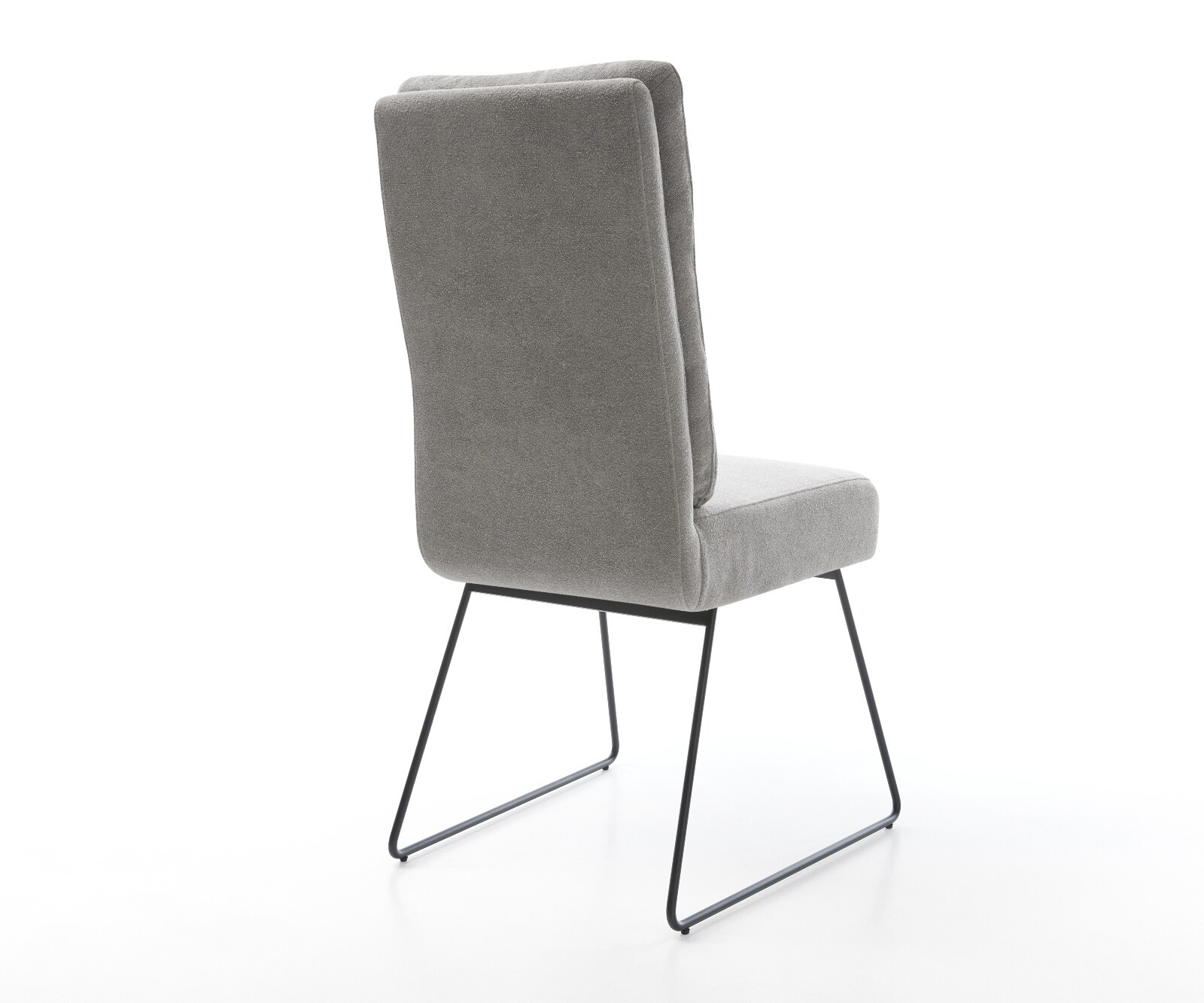 Chaise-de-salle-à-manger Pela-Flex tissu structuré doux gris pied trapèze noir resorts ensachés 5