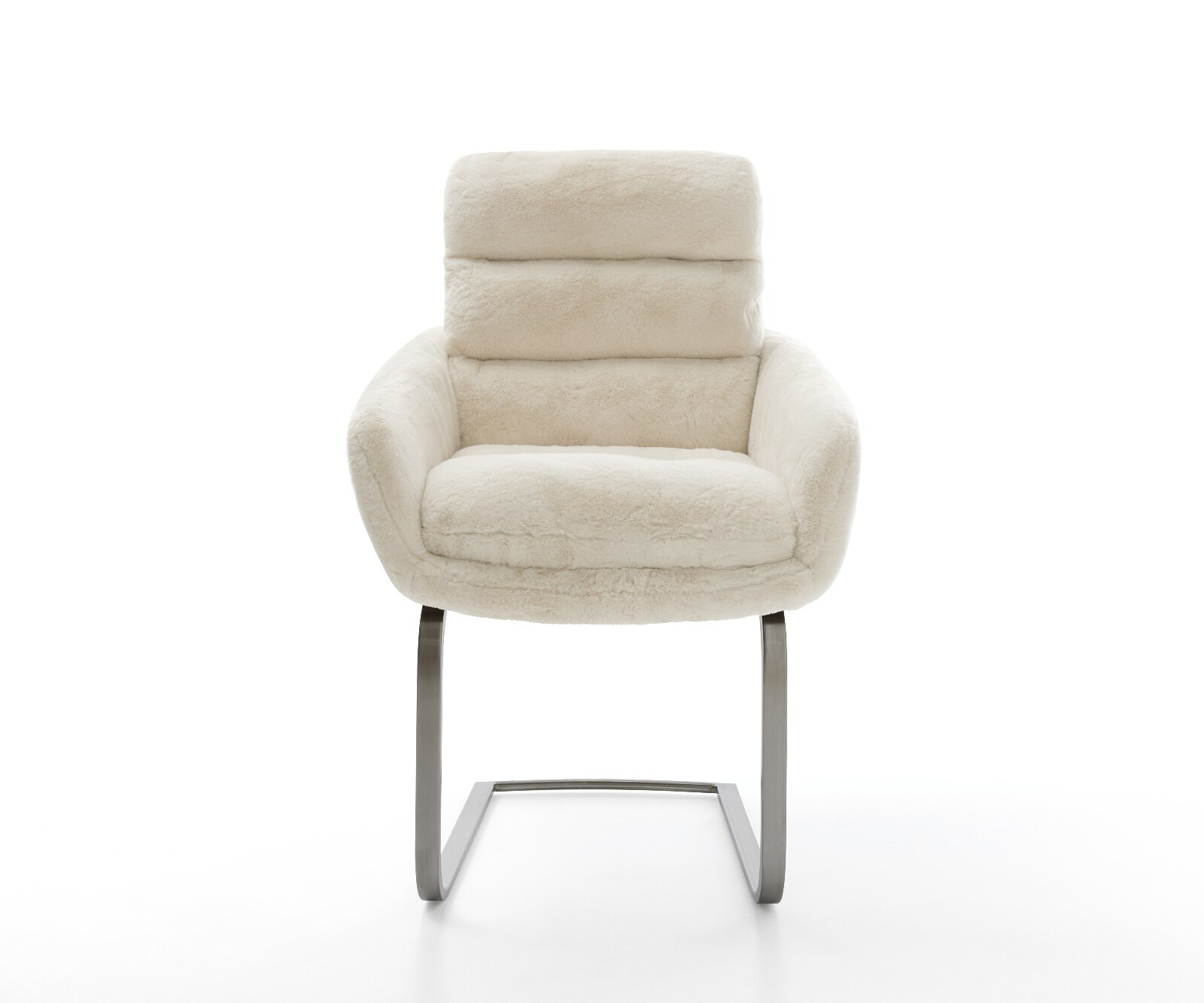 Cantilever Abelia-Flex avec accoudoirs peluche crème-blanc pied cantilever plat grafiete 1