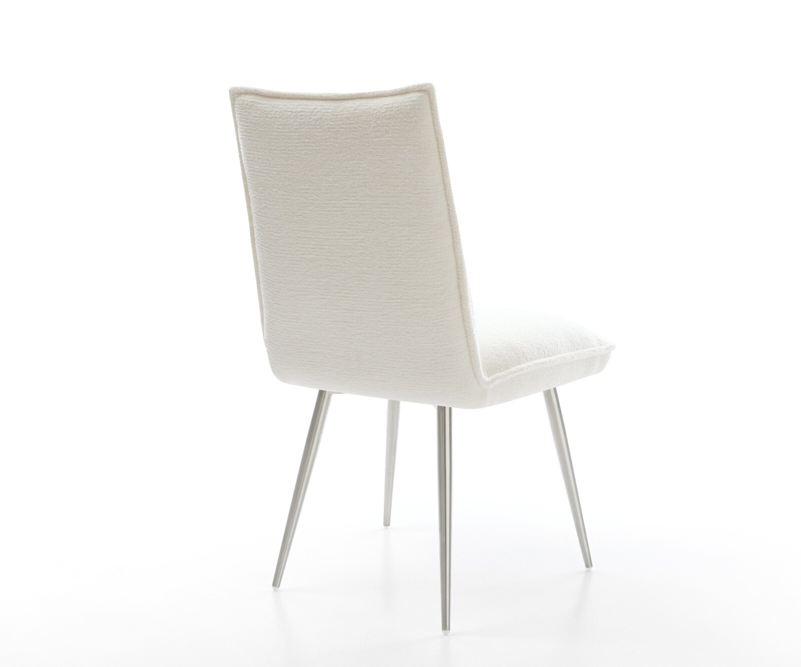Chaise-de-salle-à-manger Lelio-Flex bouclé doux beige 4 pieds coniques acier inoxydable resorts ensachés 4
