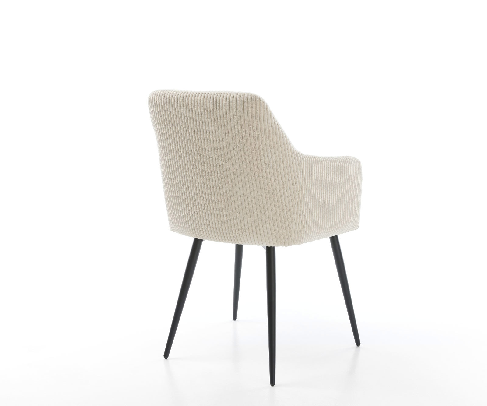 Chaise-de-salle-à-manger Greg-Flex côtelé beige vintage 4 pieds coniques noir ressorts ensachés 4 Chaise-de-salle-à-manger Greg-Flex côtelé beige vintage 4 pieds coniques noir ressorts ensachés 4