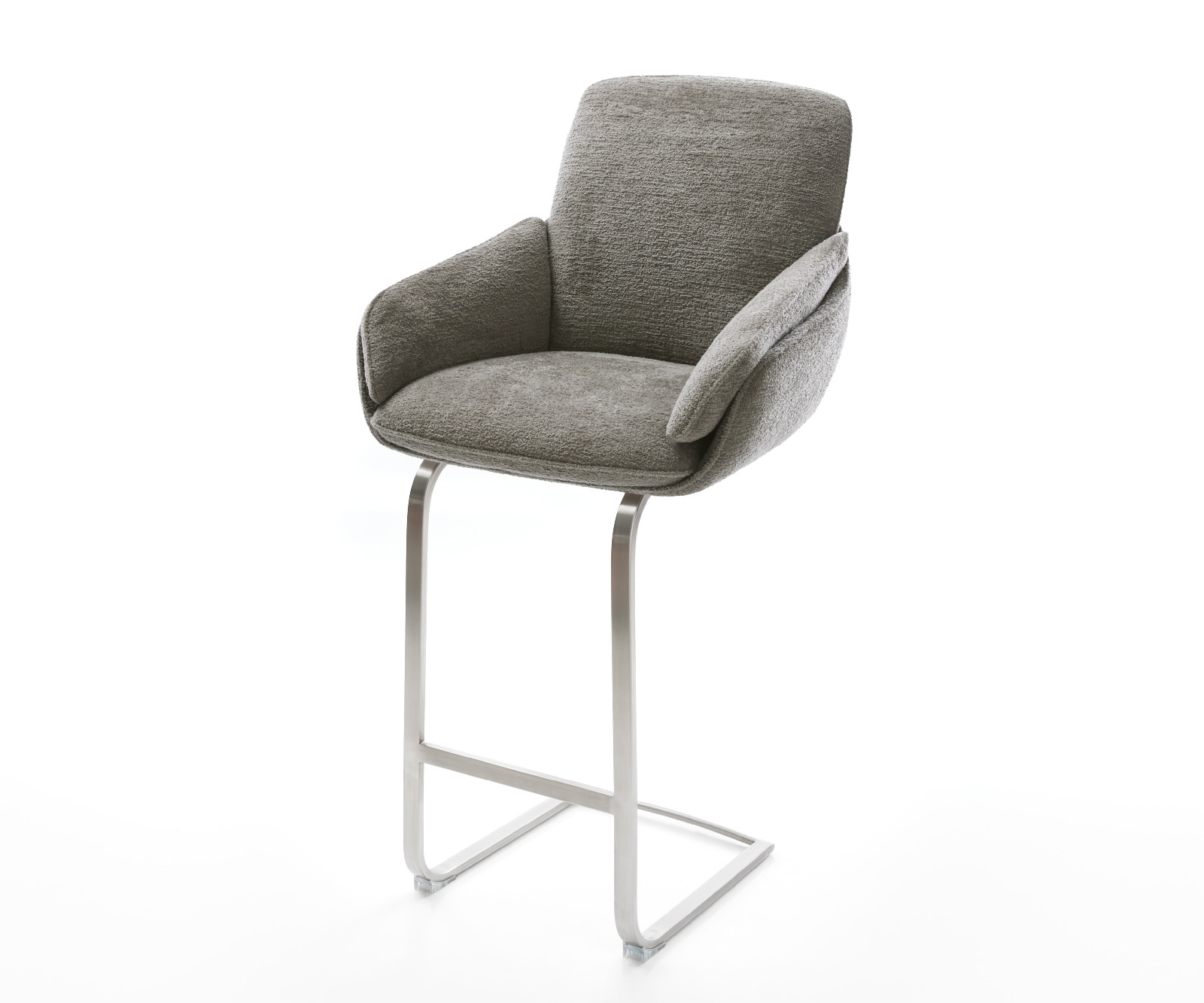 Chaise-de-bar Luan-Flex Bouclé doux Boue Pied cantilever acier inoxydable Argent 1