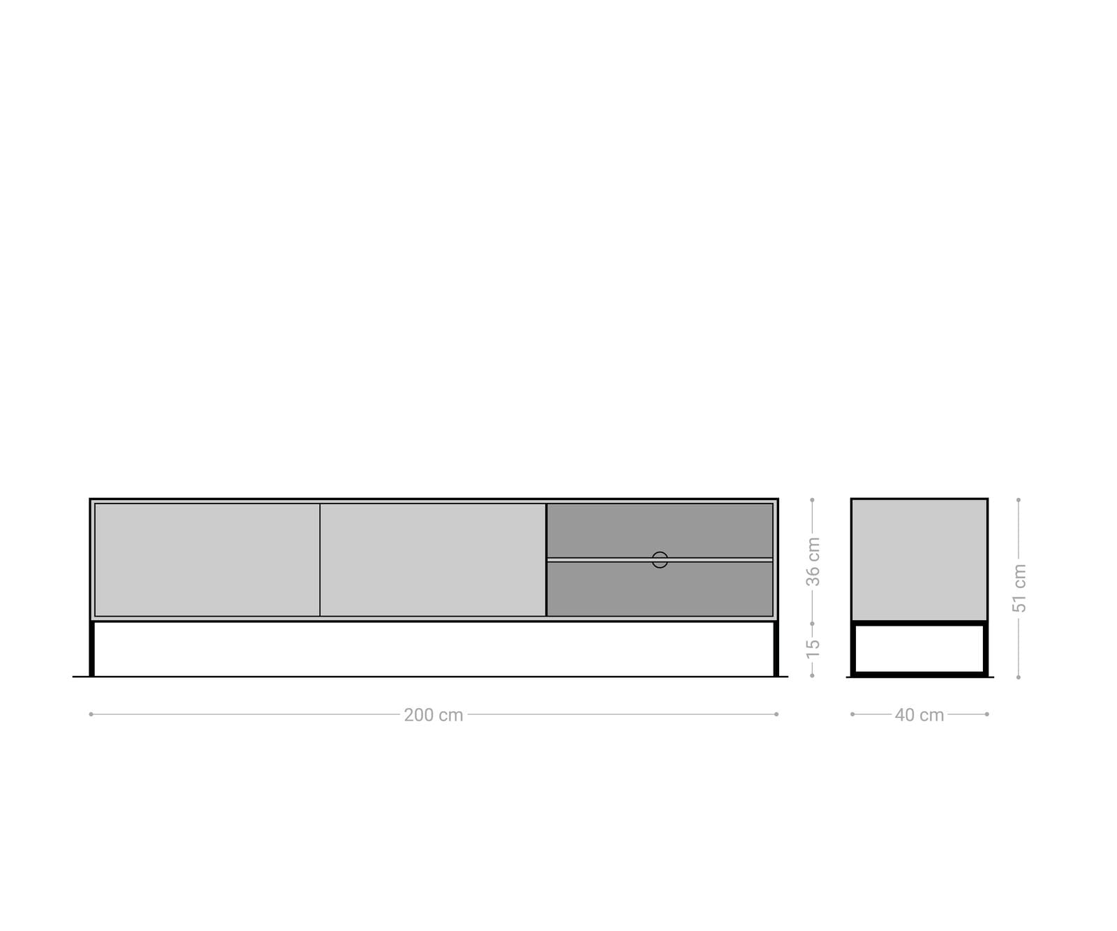 Meuble-TV Vaag 200 cm Sheesham naturel mangue noir 2 portes 2 compartiments 1 Meuble-TV Vaag 200 cm Sheesham naturel mangue noir 2 portes 2 compartiments 1