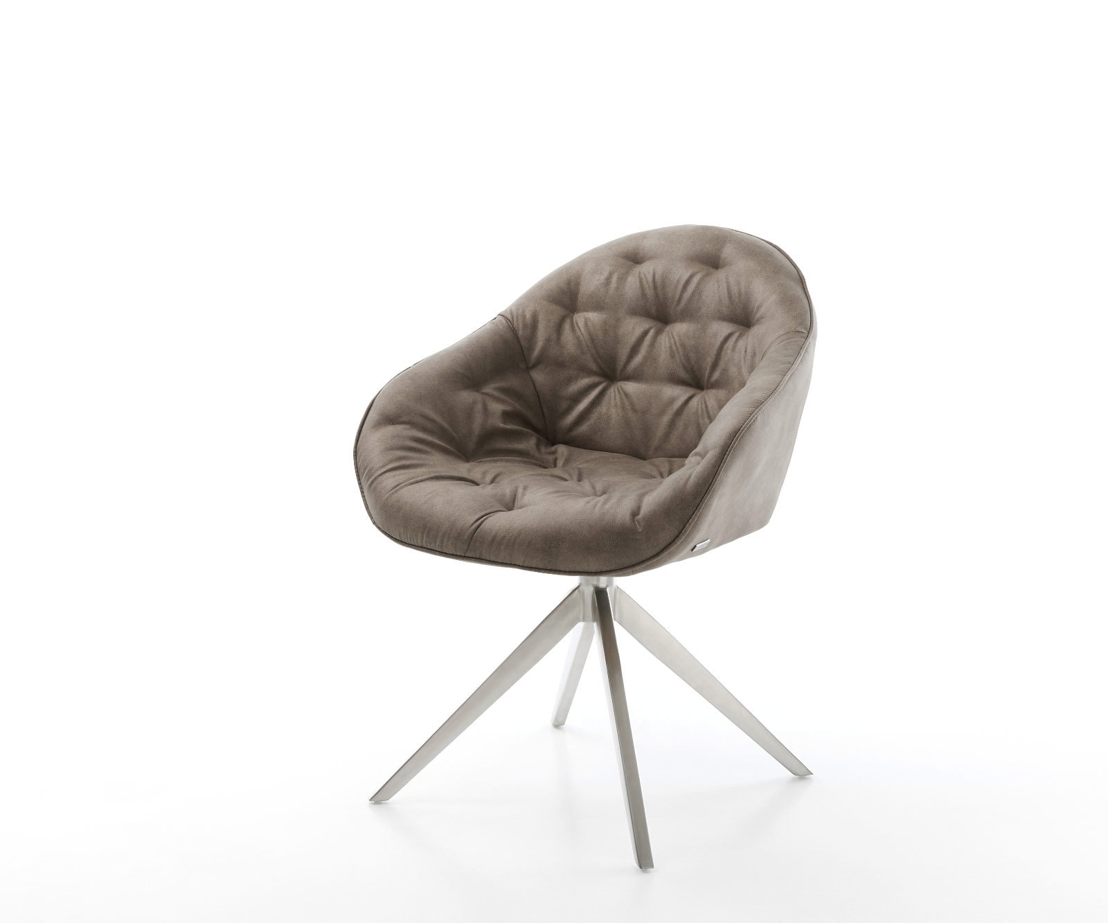 Chaise-pivotante Gaio-Flex microvelours taupe vintage pied croisé large acier inoxydable brossé pivotement sur 360° fonction bascule Chaise-pivotante Gaio-Flex microvelours taupe vintage pied croisé large acier inoxydable brossé pivotement sur 360° fonction bascule