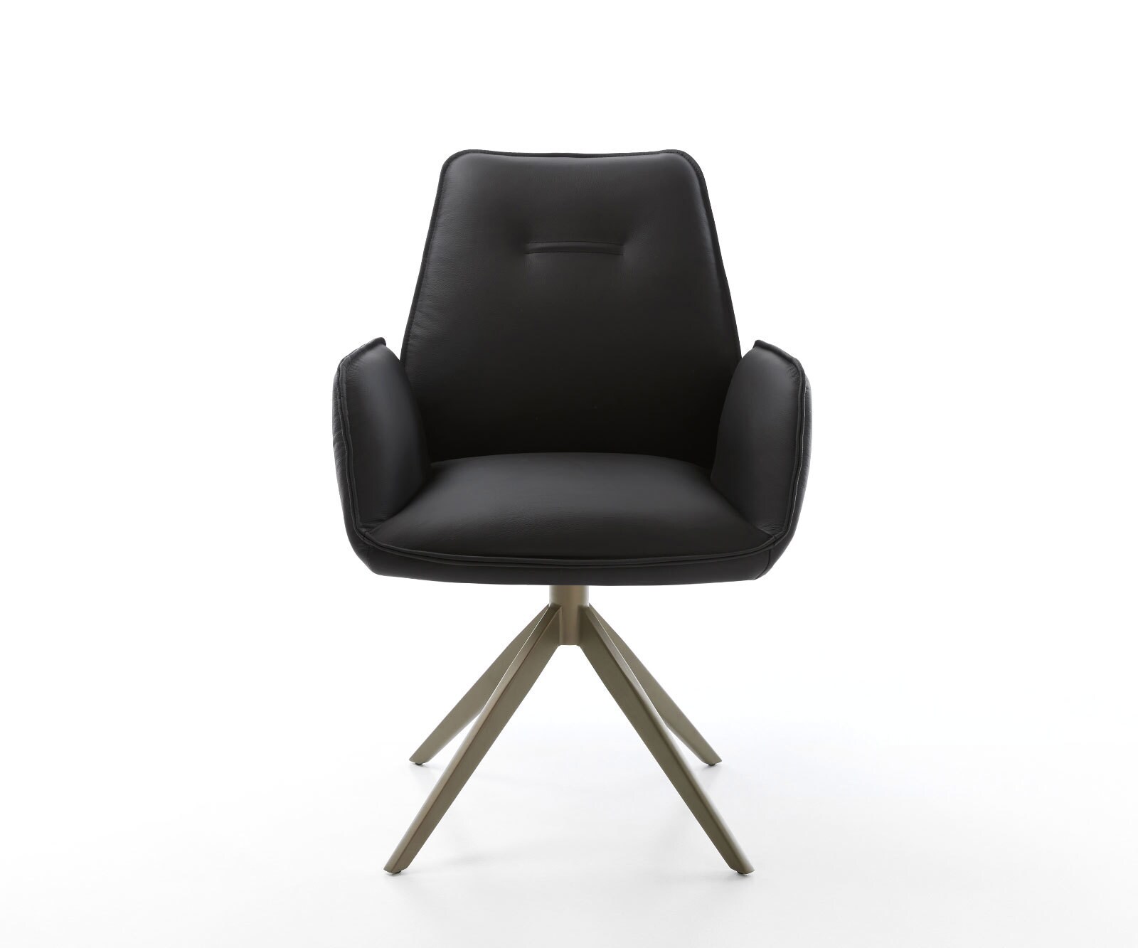 Chaise-pivotante Zoa-Flex cuir de vache noir pied croisé large aspect titane pivotement sur 360° fonction bascule ressorts ensachés 5