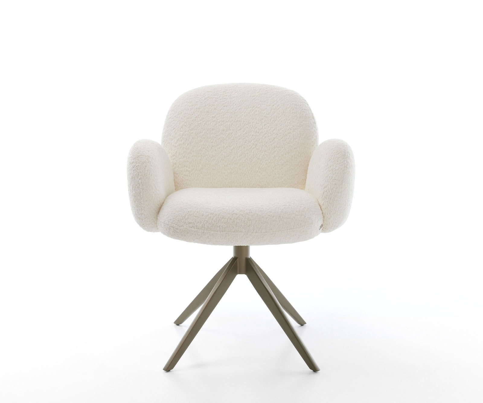 Chaise-pivotante Nube-Flex bouclé blanc pied croisé large aspect titane pivotement sur 360° fonction bascule ressorts ensachés 1 Chaise-pivotante Nube-Flex bouclé blanc pied croisé large aspect titane pivotement sur 360° fonction bascule ressorts ensachés 1