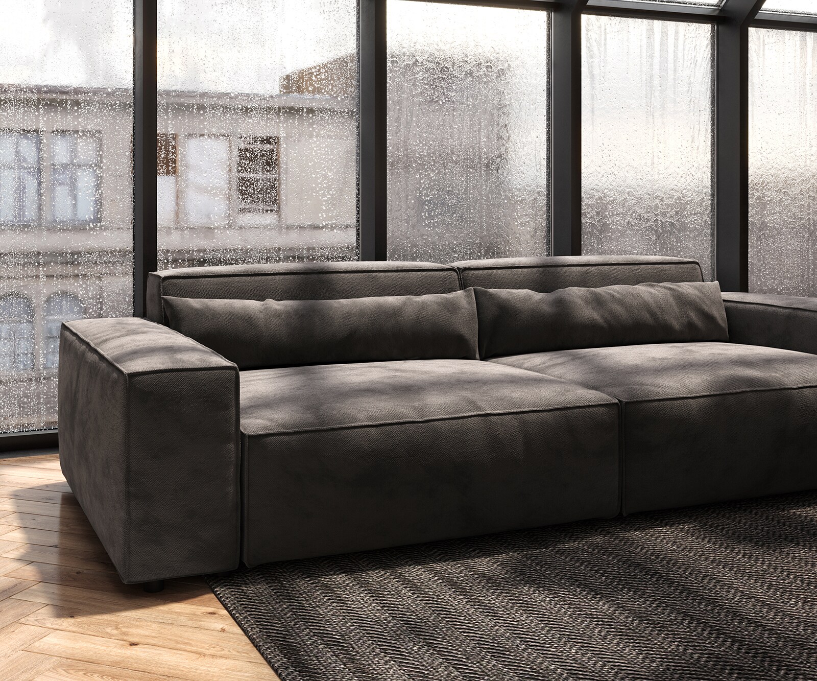 Grand Canapé Sirpio XL 270x130 cm Microfibre Marron Kaki 5