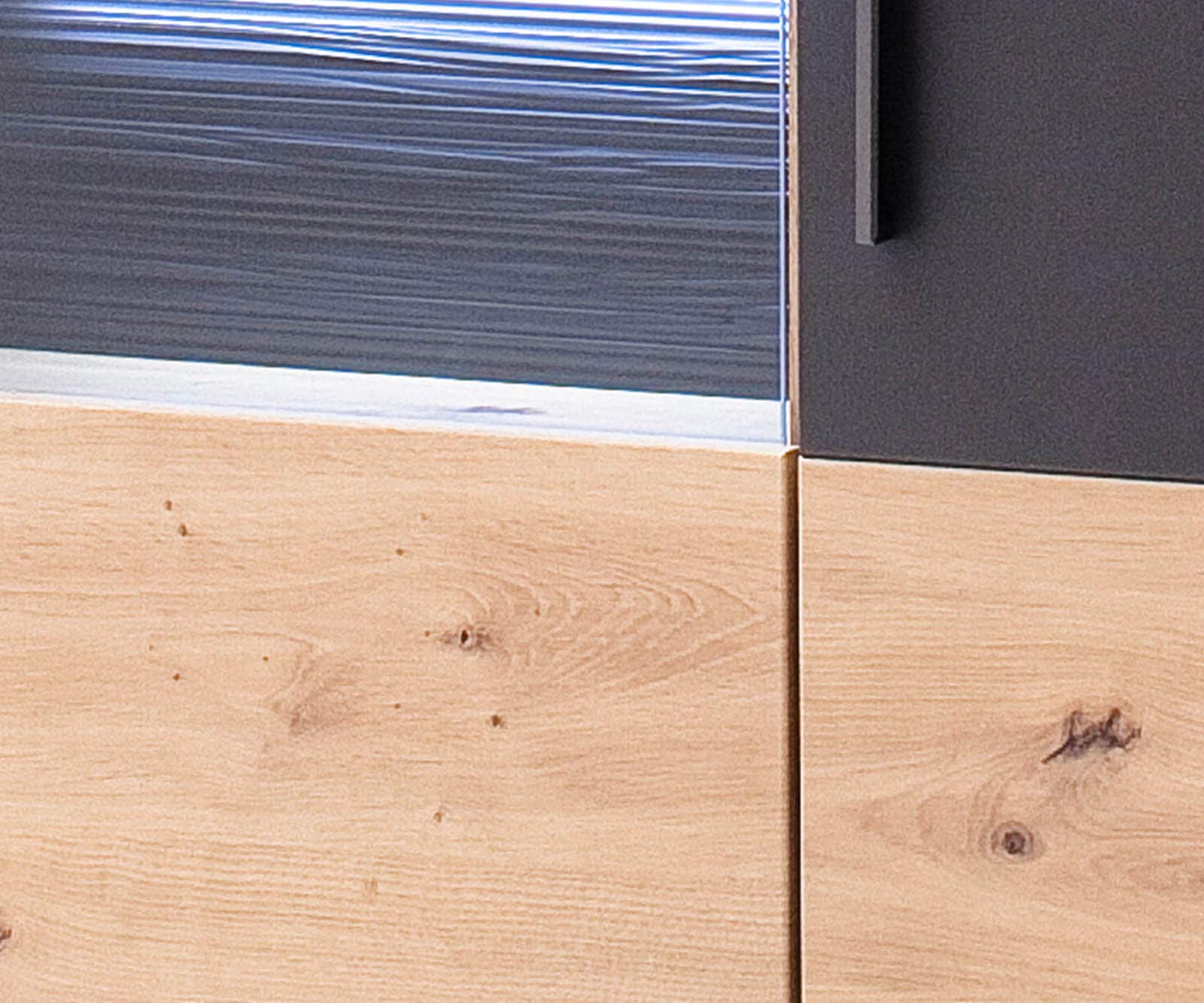 Buffet-haut Farum 90 x 130 cm look chêne 3 portes vitrées  4 Buffet-haut Farum 90 x 130 cm look chêne 3 portes vitrées  4