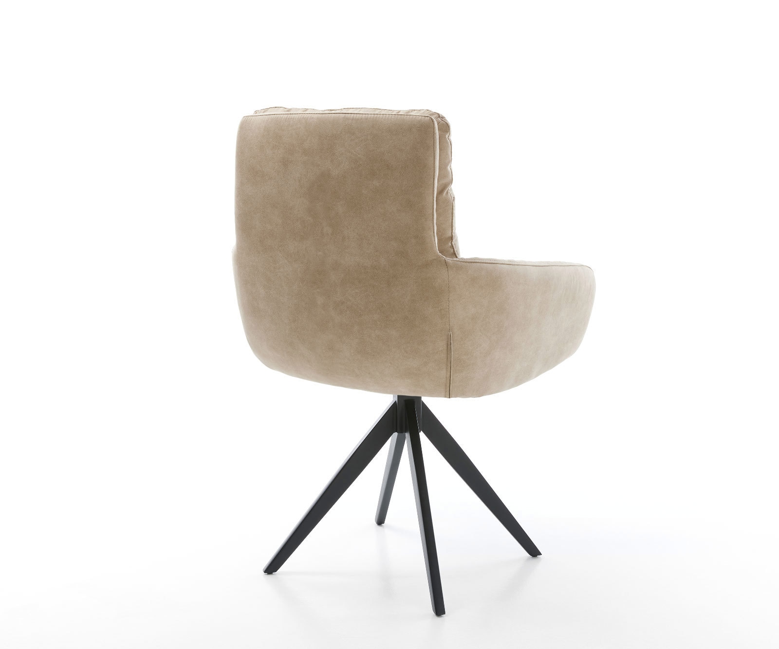 Chaise-de-salle-à-manger Abelia-Flex avec accoudoirs microvelours beige vintage pied croisé angulaire noir 4 Chaise-de-salle-à-manger Abelia-Flex avec accoudoirs microvelours beige vintage pied croisé angulaire noir 4