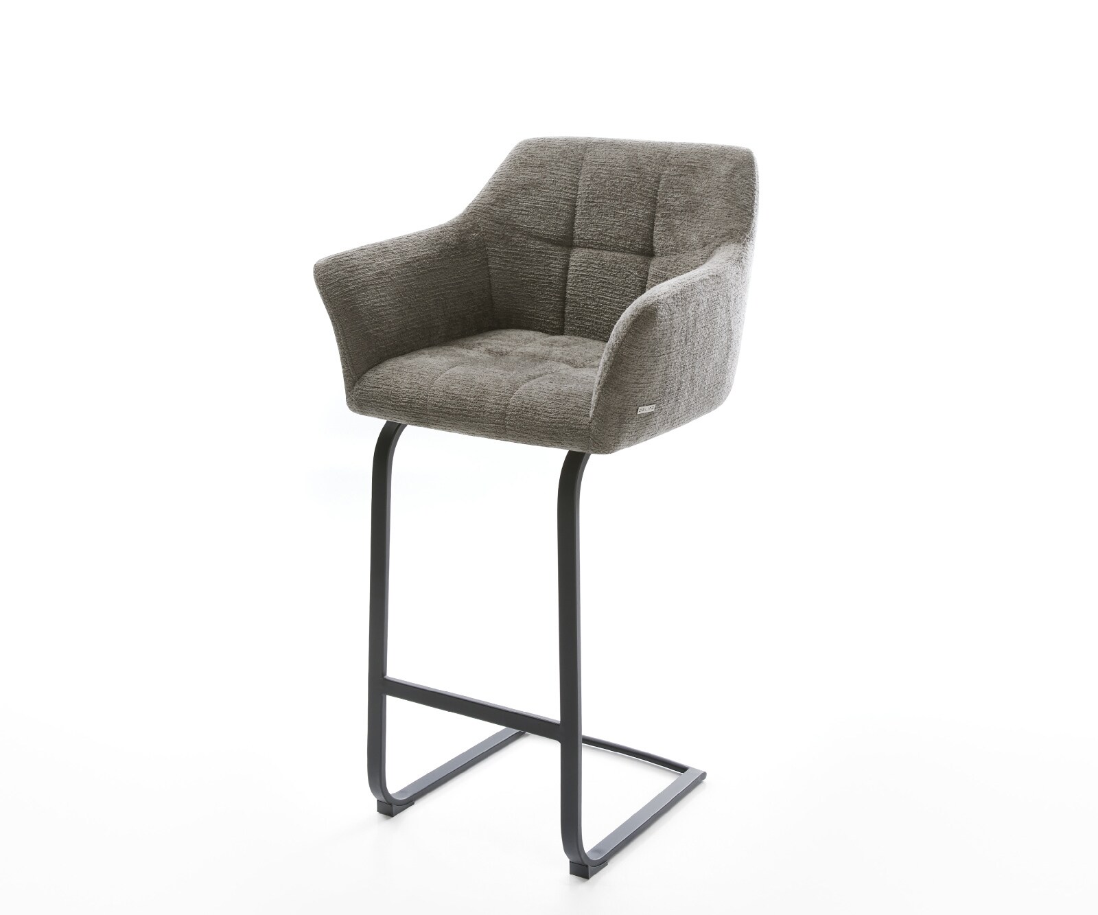 Chaise-de-bar Yulo-Flex Bouclé doux Boue Pied cantilever plat noir Noir 1