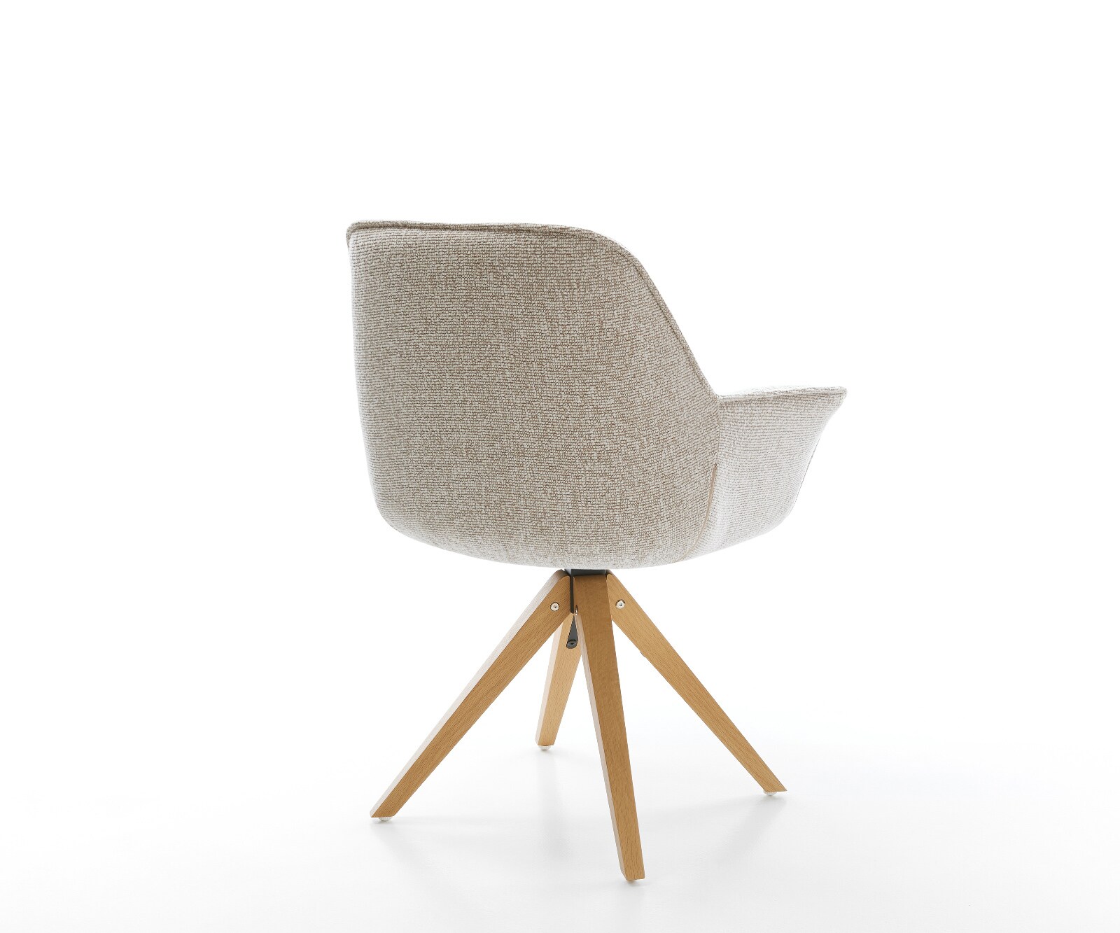Chaise-pivotante Keila-Flex avec accoudoirs tissu tissé doux beige pied en bois angulaire naturel pivotement sur 180° 5