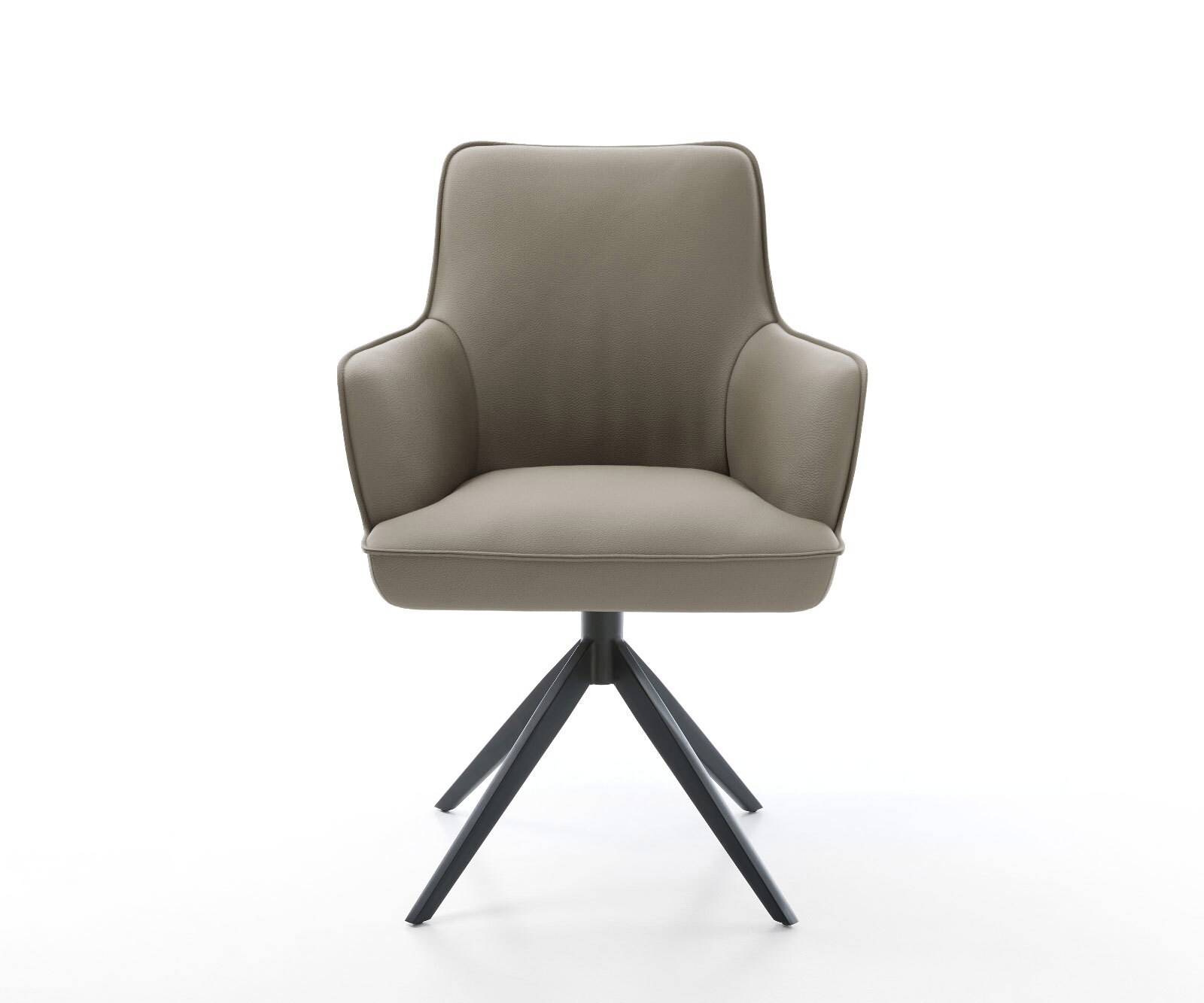 Chaise-pivotante Heira-Flex cuir de vache couleur boue pied croisé large noir pivotement sur 360° fonction bascule ressorts ensachés 1