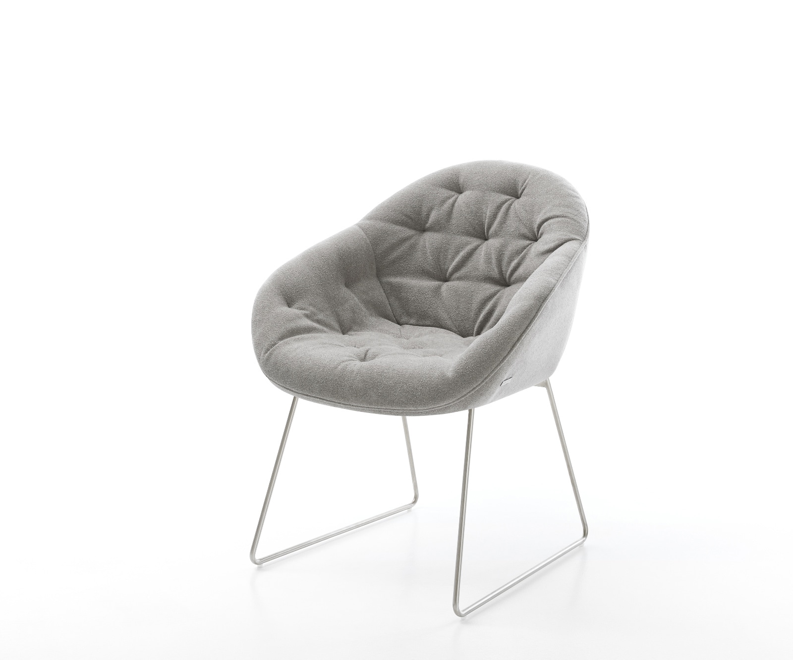 Chaise-de-salle-à-manger Gaio-Flex tissu structuré doux gris pied trapèze acier inoxydable 1