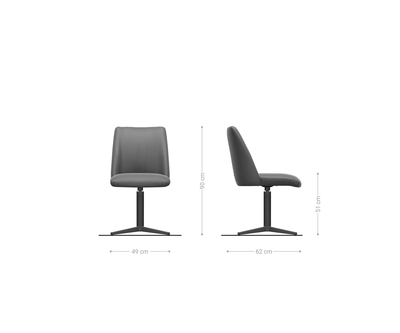 Chaise-pivotante Elso-Flex cuir de vache noir pied de chaise 4 branches aspect titane pivotement sur 360° ressorts ensachés 6