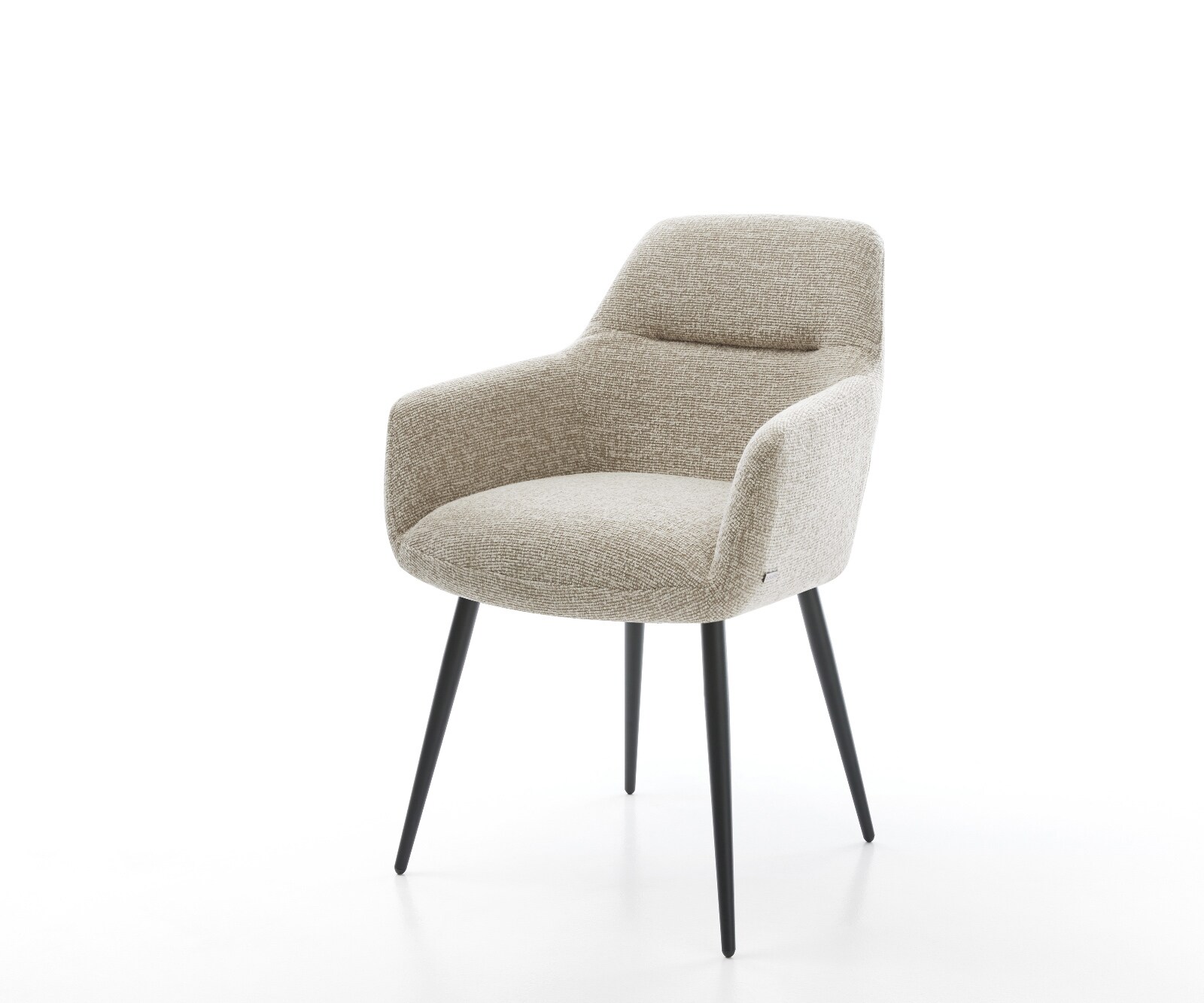 Chaise-de-salle-à-manger Pejo-Flex tissu tissé doux beige 4 pieds coniques noir resorts ensachés 1