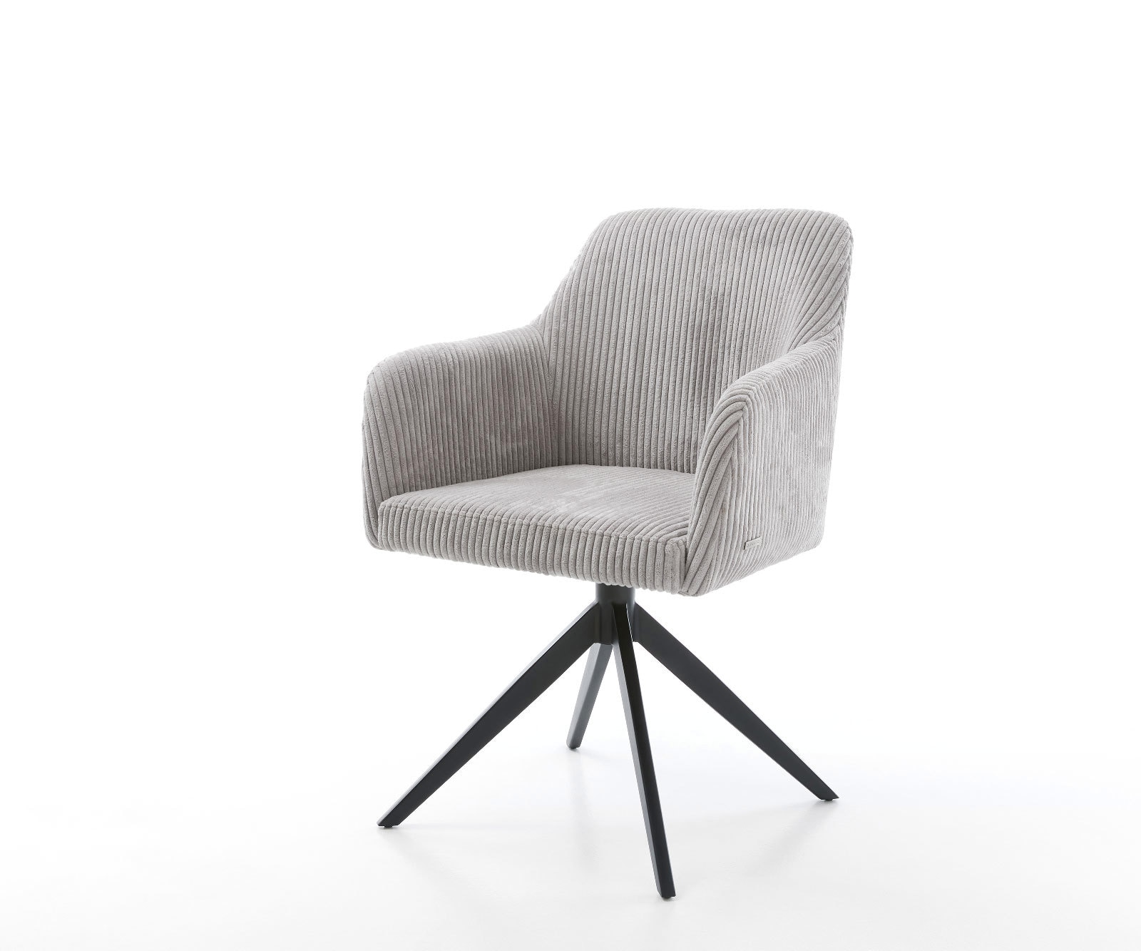 Chaise-pivotante Greg-Flex côtelé gris argenté pied croisé large noir pivotement sur 360° fonction bascule ressorts ensachés Chaise-pivotante Greg-Flex côtelé gris argenté pied croisé large noir pivotement sur 360° fonction bascule ressorts ensachés