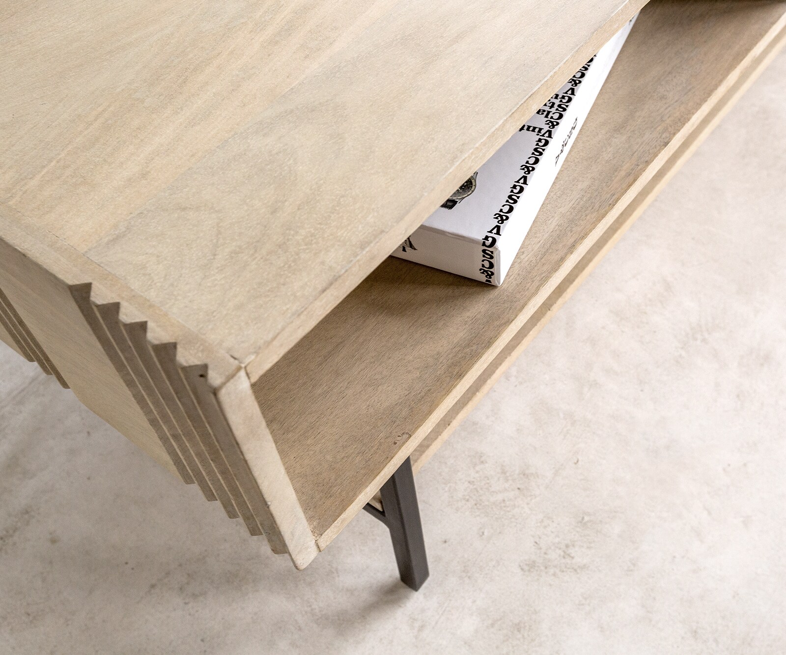 Table-basse Nereos 130x60 cm Manguier White Wash Métal noir 4