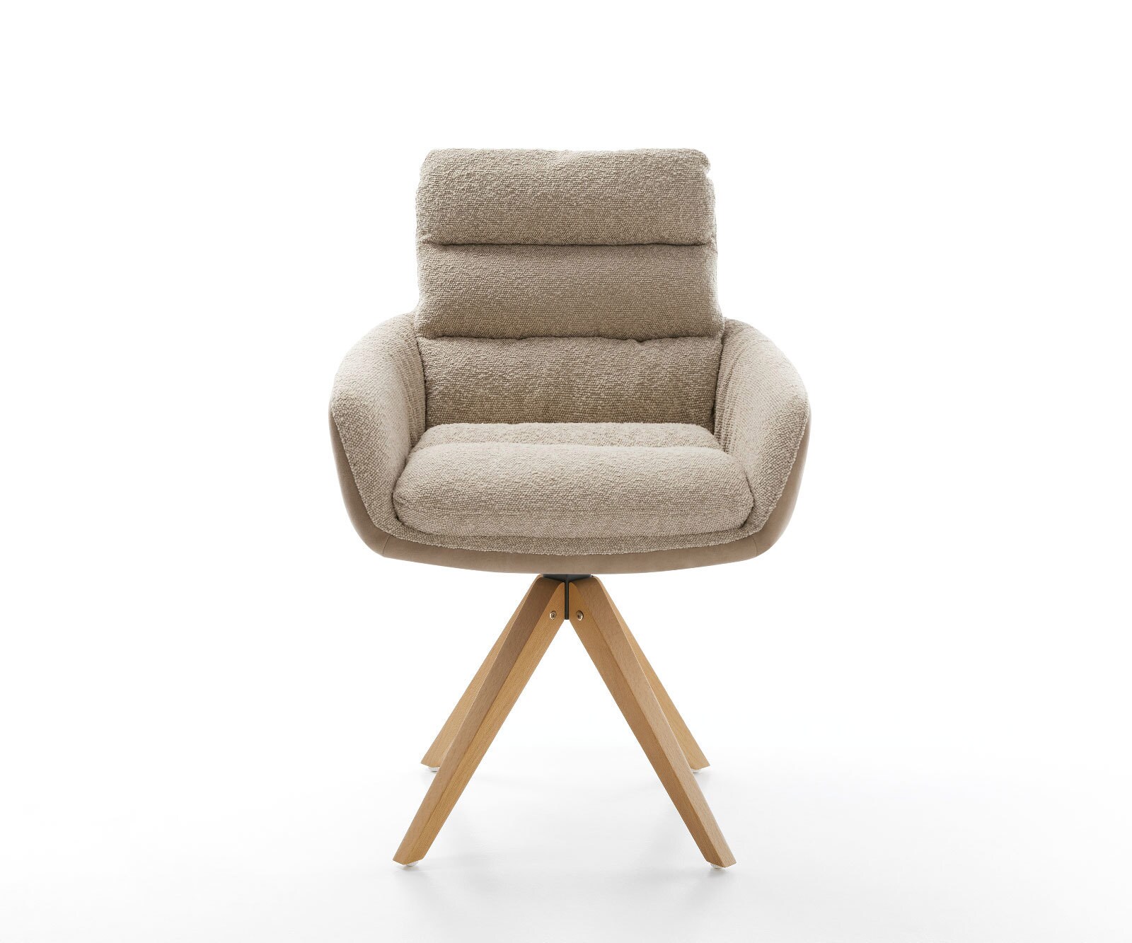 Chaise-pivotante Abelia-Flex avec accoudoirs tissu mixte couleur boue pied en bois angulaire blanc pivotement sur 180° 1 Chaise-pivotante Abelia-Flex avec accoudoirs tissu mixte couleur boue pied en bois angulaire blanc pivotement sur 180° 1