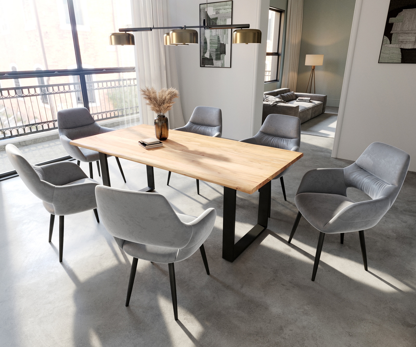 Chaise-de-salle-à-manger Yago-Flex avec accoudoirs velours gris 4 pieds coniques noir ressorts ensachés 3 Chaise-de-salle-à-manger Yago-Flex avec accoudoirs velours gris 4 pieds coniques noir ressorts ensachés 3