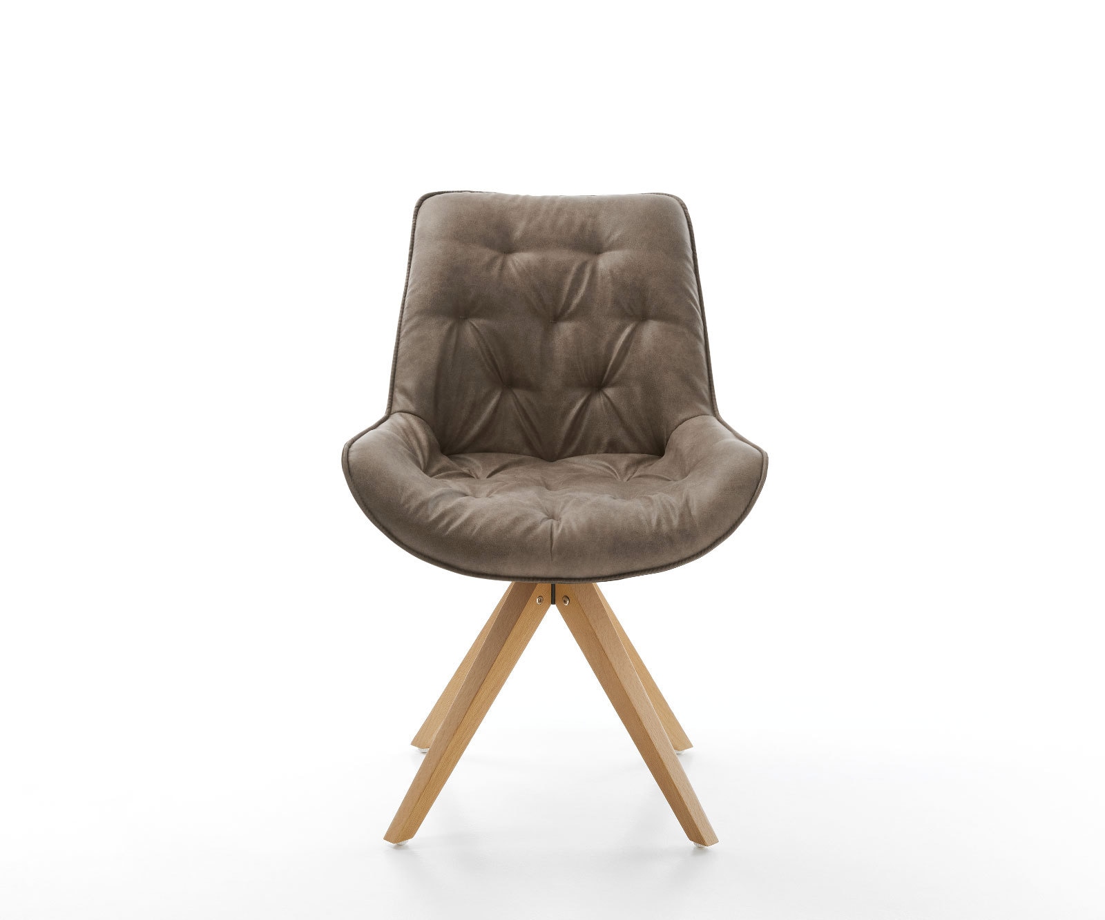 Chaise-de-salle-à-manger Taimi-Flex microvelours taupe vintage pied en bois angulaire naturel 2 Chaise-de-salle-à-manger Taimi-Flex microvelours taupe vintage pied en bois angulaire naturel 2