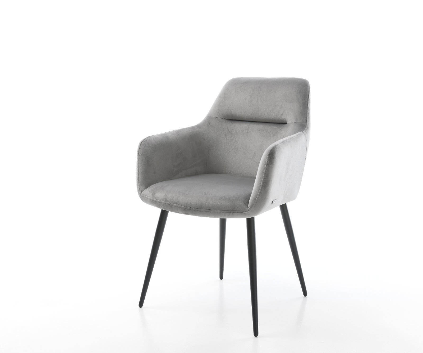 Chaise-de-salle-à-manger Pejo-Flex velours gris 4 pieds coniques noir ressorts ensachés
