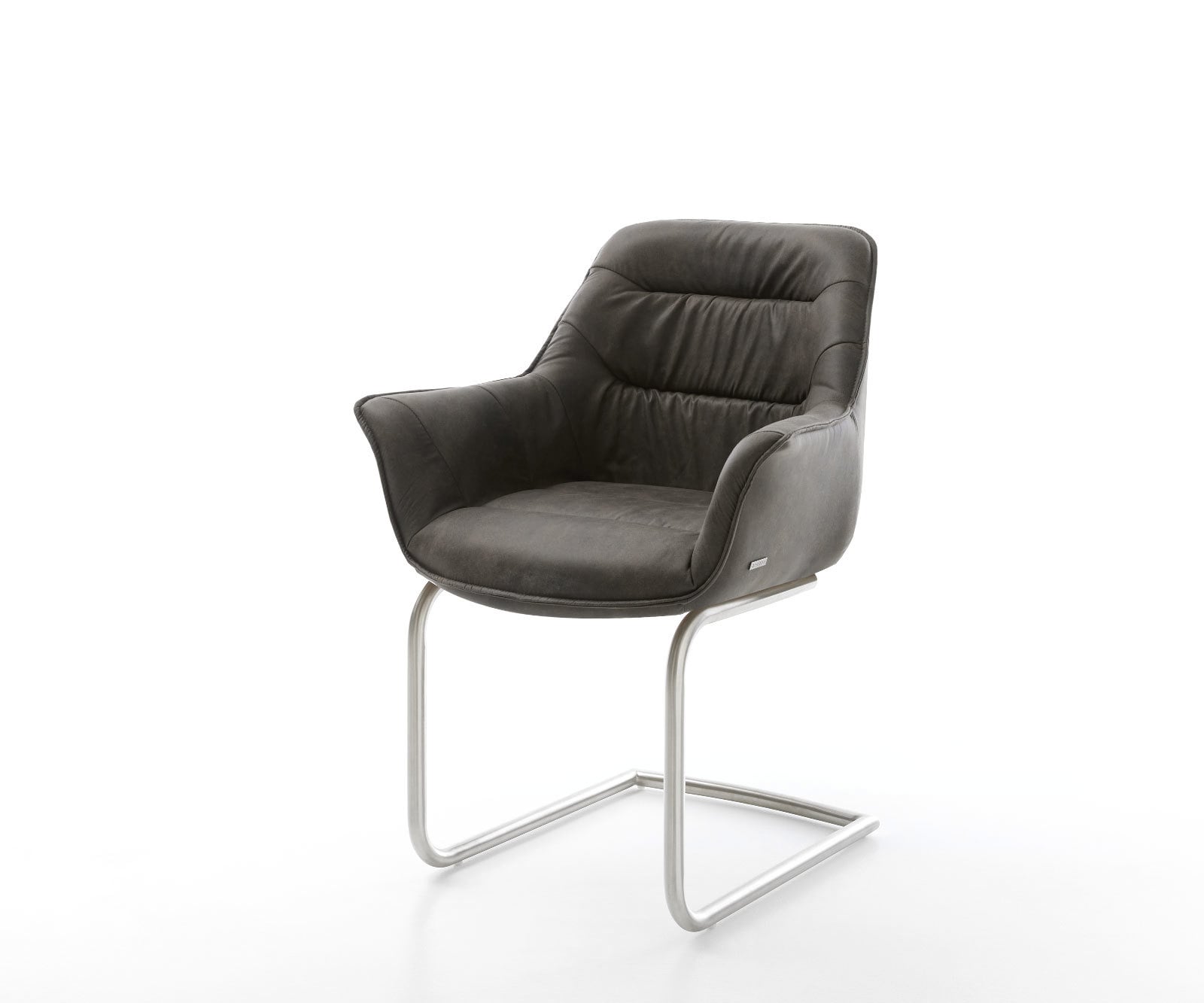 Cantilever Kaira-Flex microvelours anthracite vintage pied cantilever rond acier inoxydable brossé 1