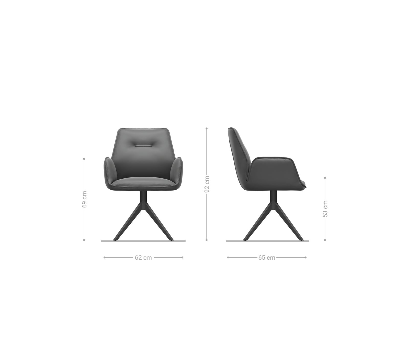 Chaise-pivotante Zoa-Flex cuir de vache couleur boue pied croisé large grafiete pivotement sur 360° fonction bascule 6