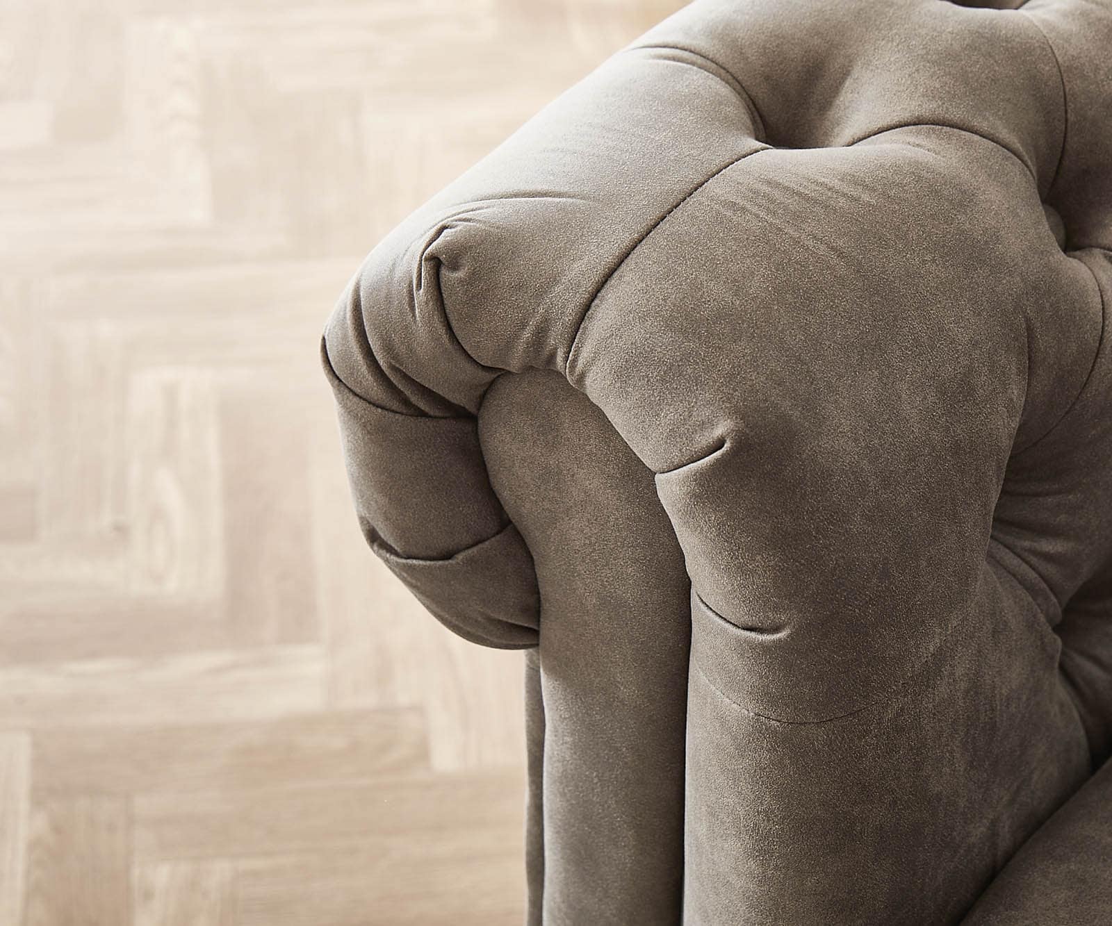 Canapé-d'angle Chesterfield 209x200 cm taupe matelassé 4 Canapé-d'angle Chesterfield 209x200 cm taupe matelassé 4