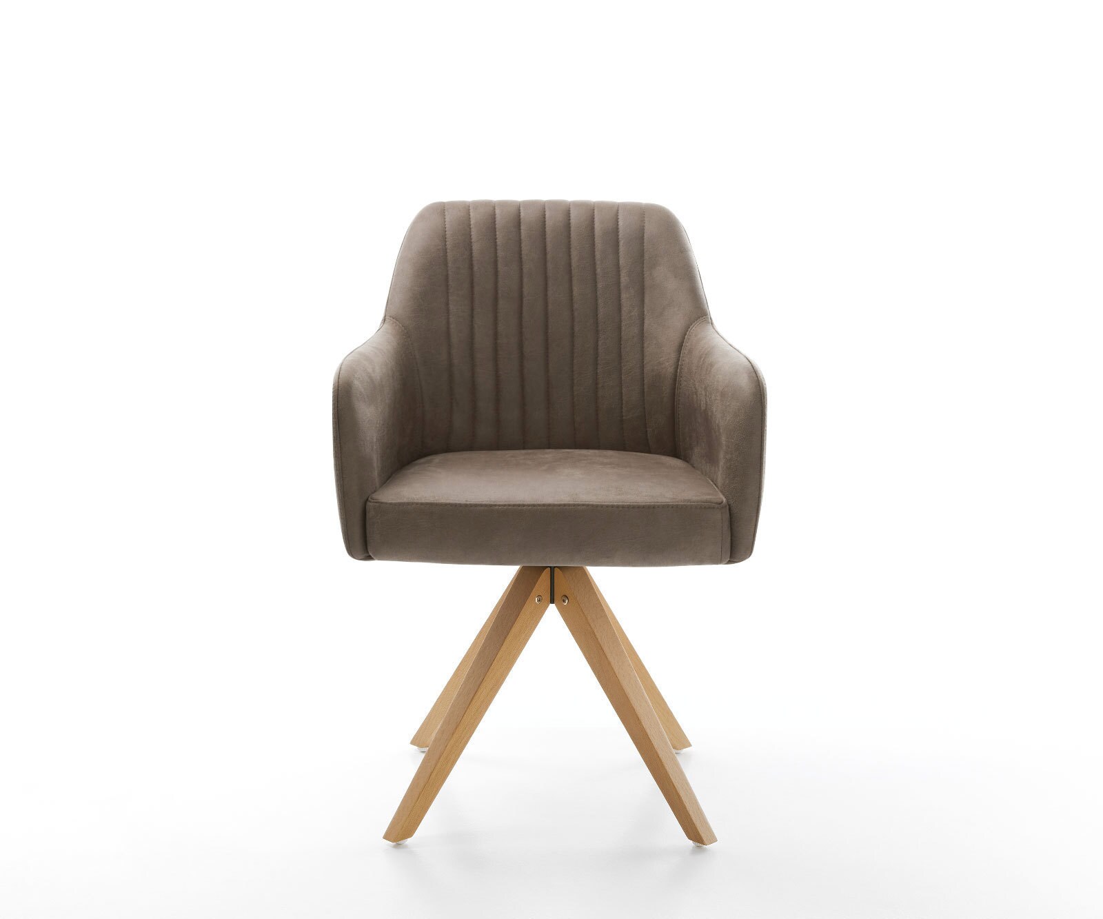 Chaise-de-salle-à-manger Greg-Flex microvelours taupe vintage pied en bois angulaire naturel ressorts ensachés 1