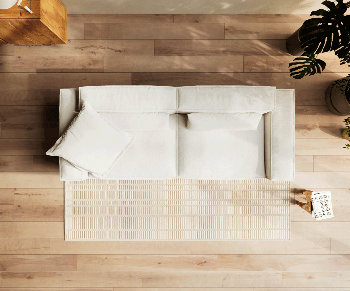 Grand canapé Freestyle Cozy 280x110 cm Bouclé beige doux 5