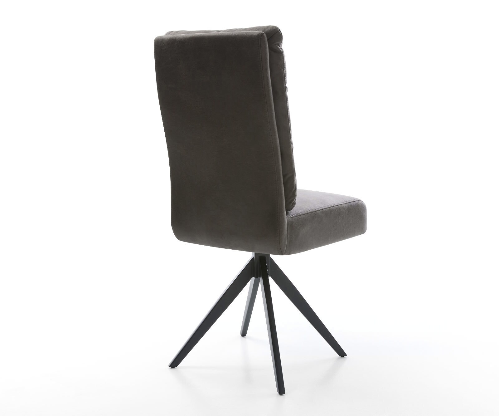 Chaise-de-salle-à-manger Pela-Flex microvelours anthracite vintage pied croisé angulaire noir ressorts ensachés 5