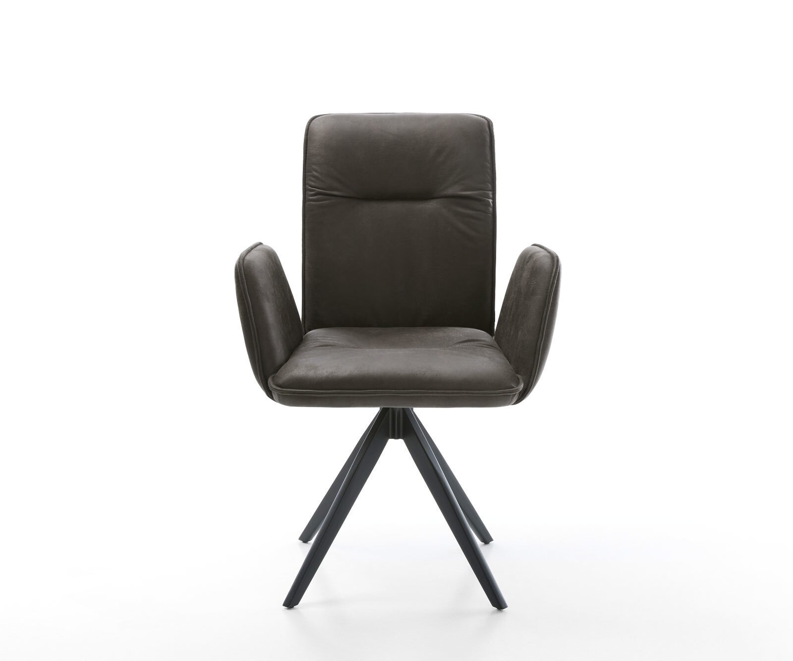 Chaise-de-salle-à-manger Vinja-Flex microvelours anthracite vintage pied croisé angulaire noir 1