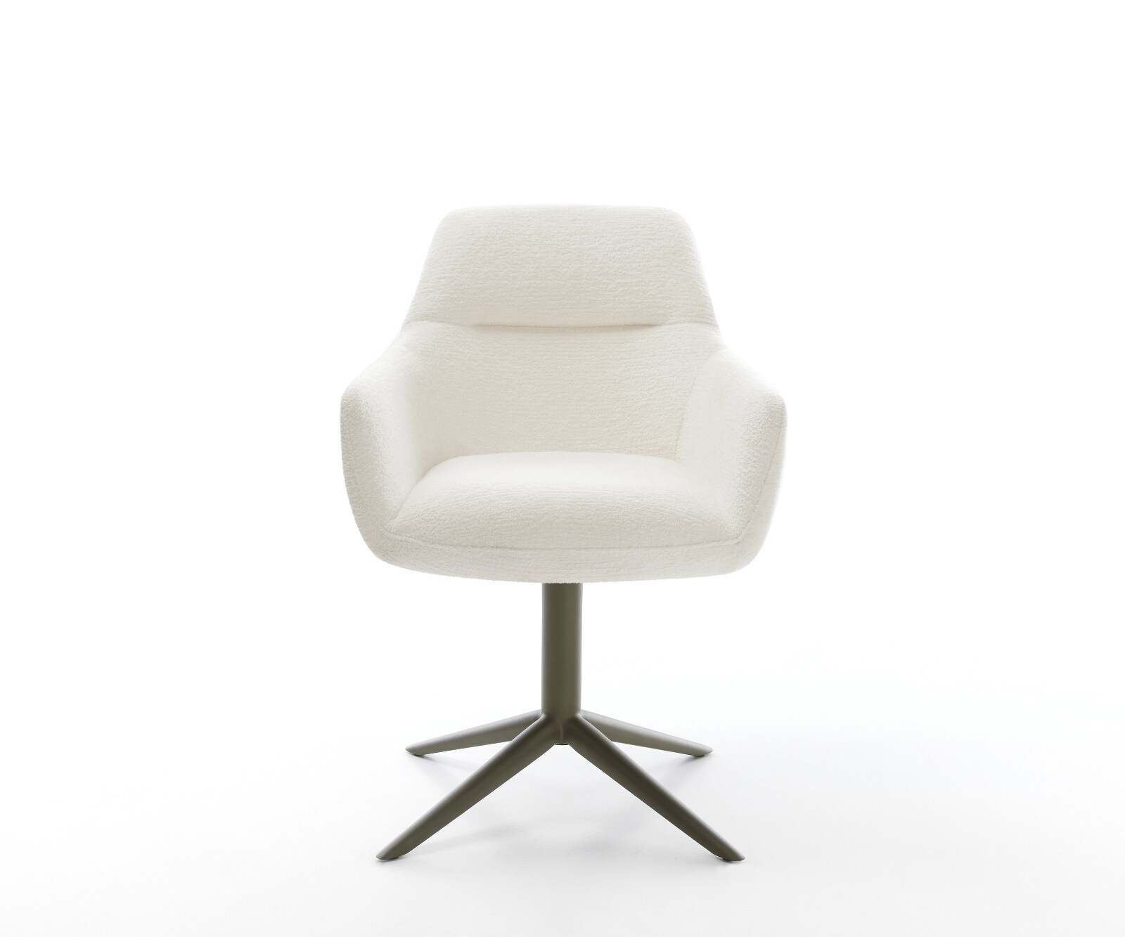 Chaise-pivotante Pejo-Flex bouclé doux beige pied de chaise 4 branches aspect titane pivotement sur 360° fonction bascule resorts ensachés 1